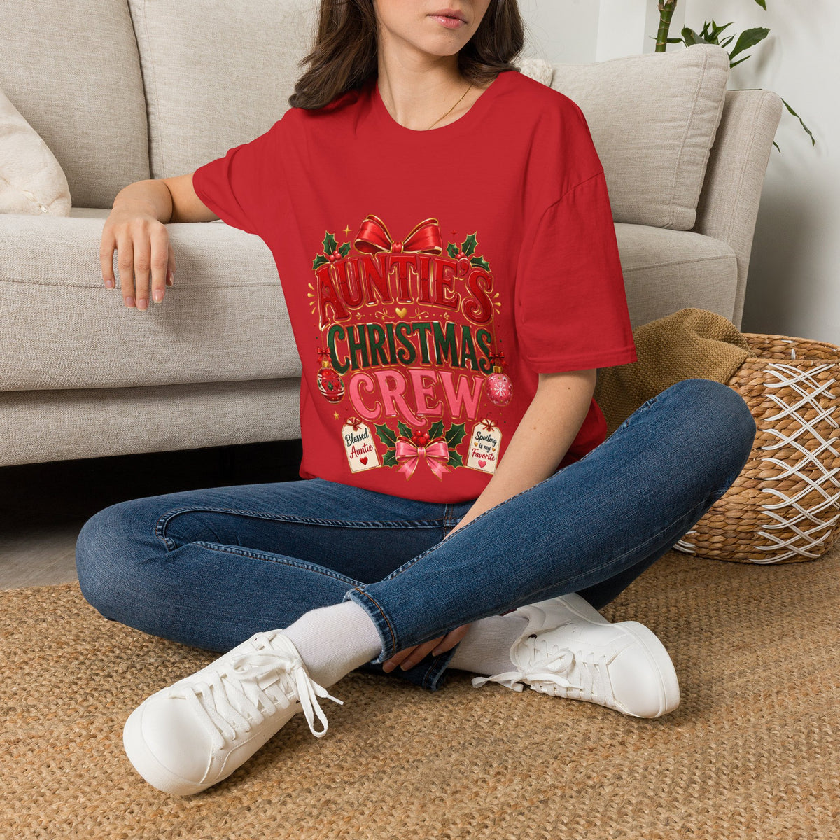 Auntie’s Christmas Crew T-Shirt — Holiday Family Pajama Tee