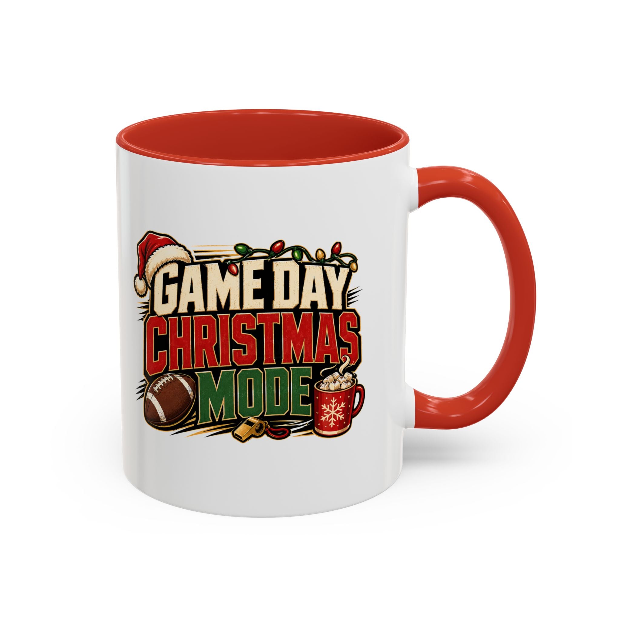 Modern Day Christmas Game Day Christmas Mode Coffee Mug - Holiday Football Mug (11/15oz)