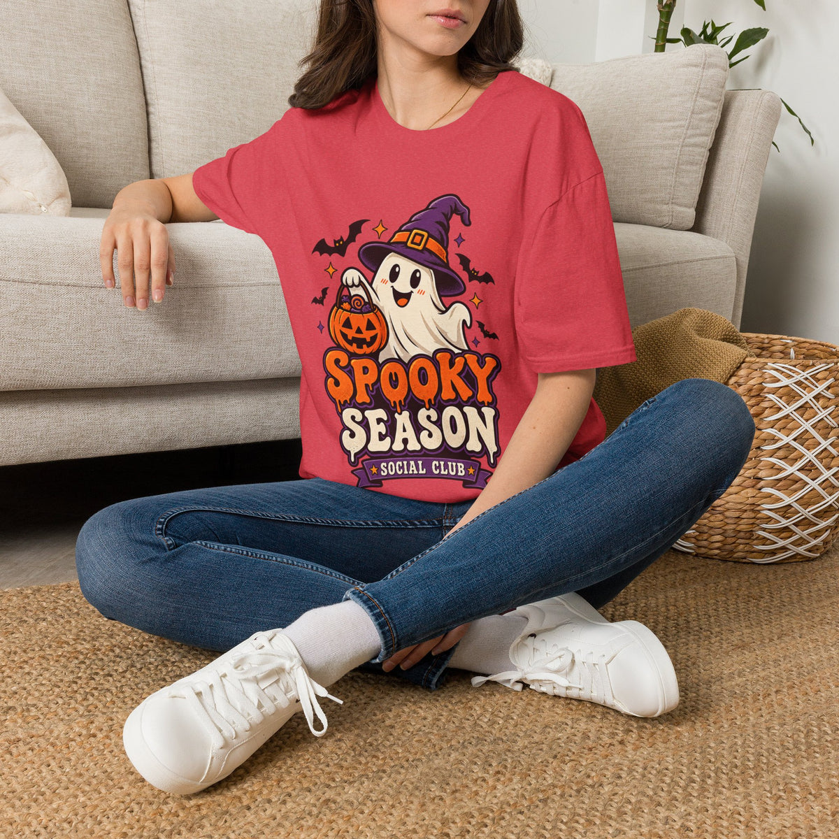 Spooky Season T-Shirt — Cute Ghost Halloween Tee ("Spooky Season Social Club")