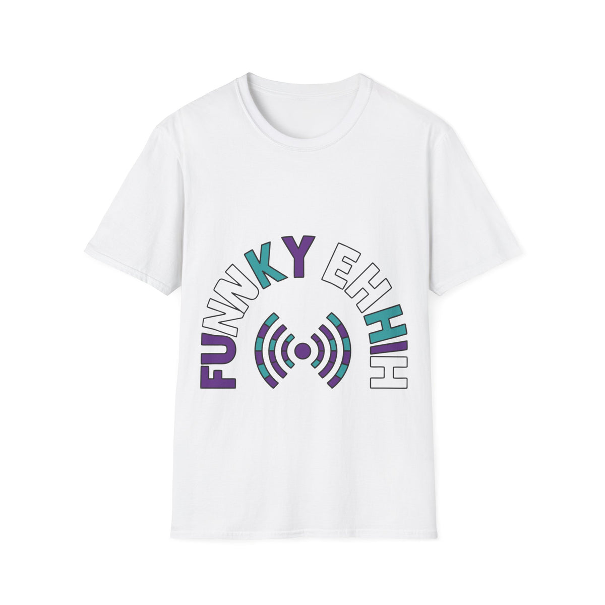 "Funky Ehhh" Arched Block Typography Tee | Colorful Radio Wave T-Shirt - Trending Now - September 2026