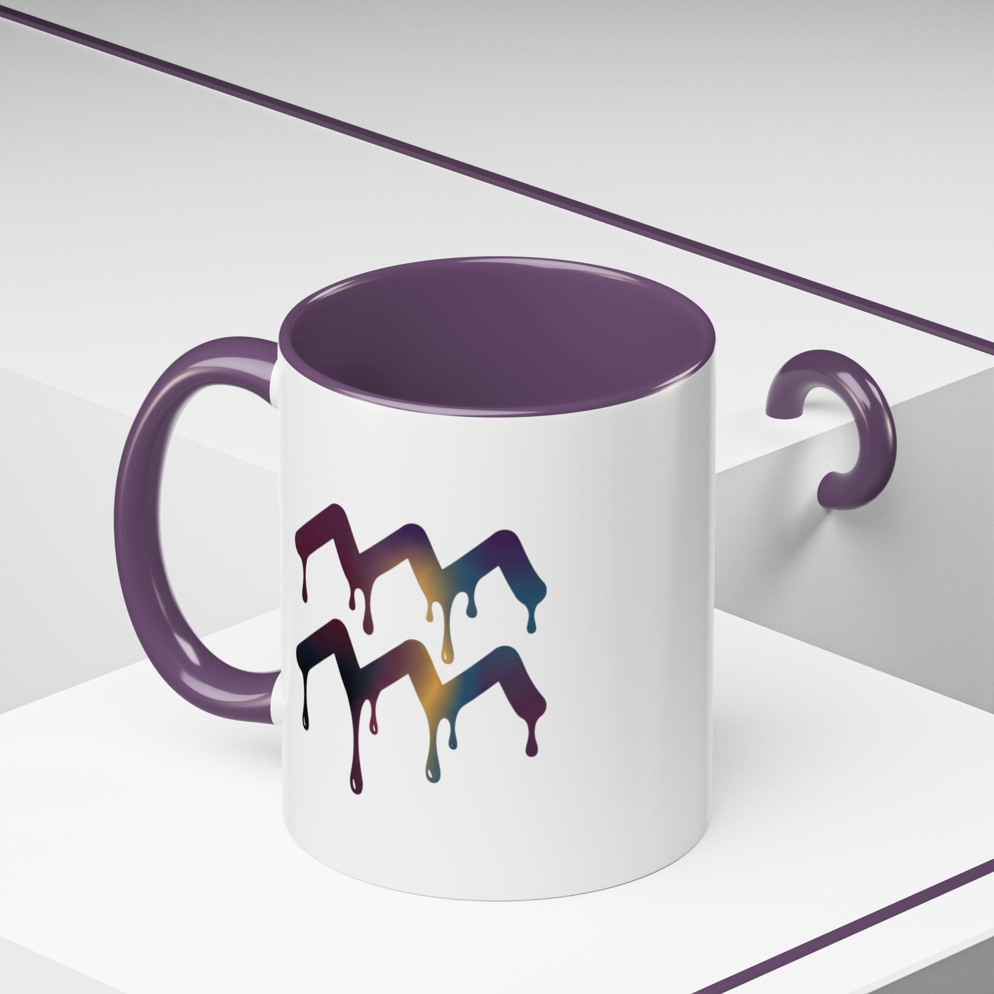 Dripping Rainbow Chevron Accent Coffee Mug — Colorful Gradient Art