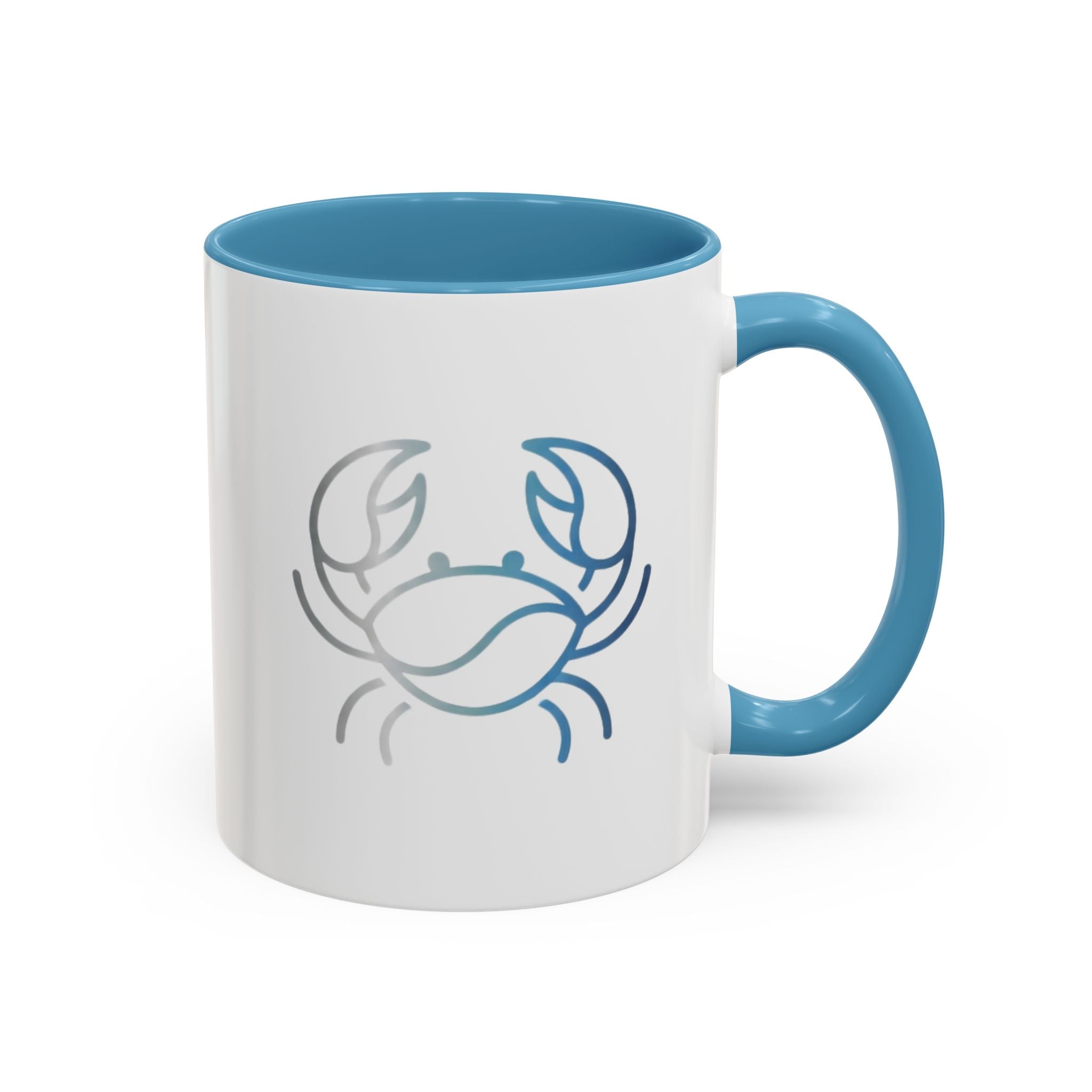 Crab Accent Coffee Mug — Minimal Coastal Zodiac Crab Design