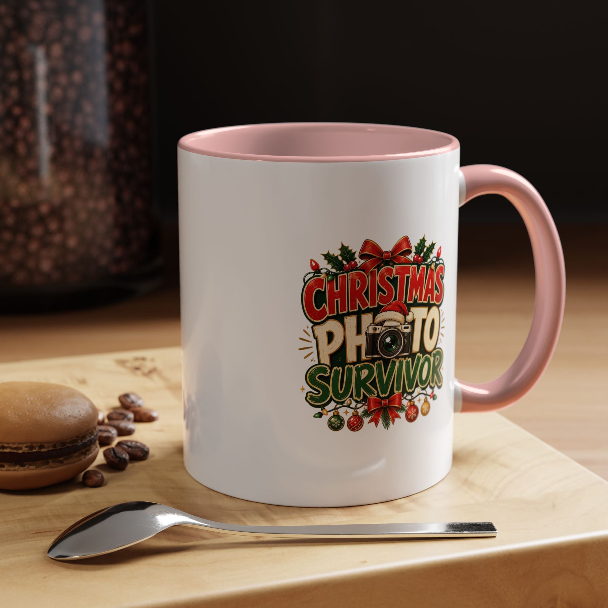 Christmas Photo Survivor Accent Coffee Mug — Holiday Photographer Gift