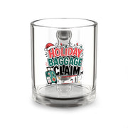 Modern Day Christmas Glass Mug  10oz Holiday Baggage Claim Glass Mug — 10oz Christmas Travel Coffee Cup