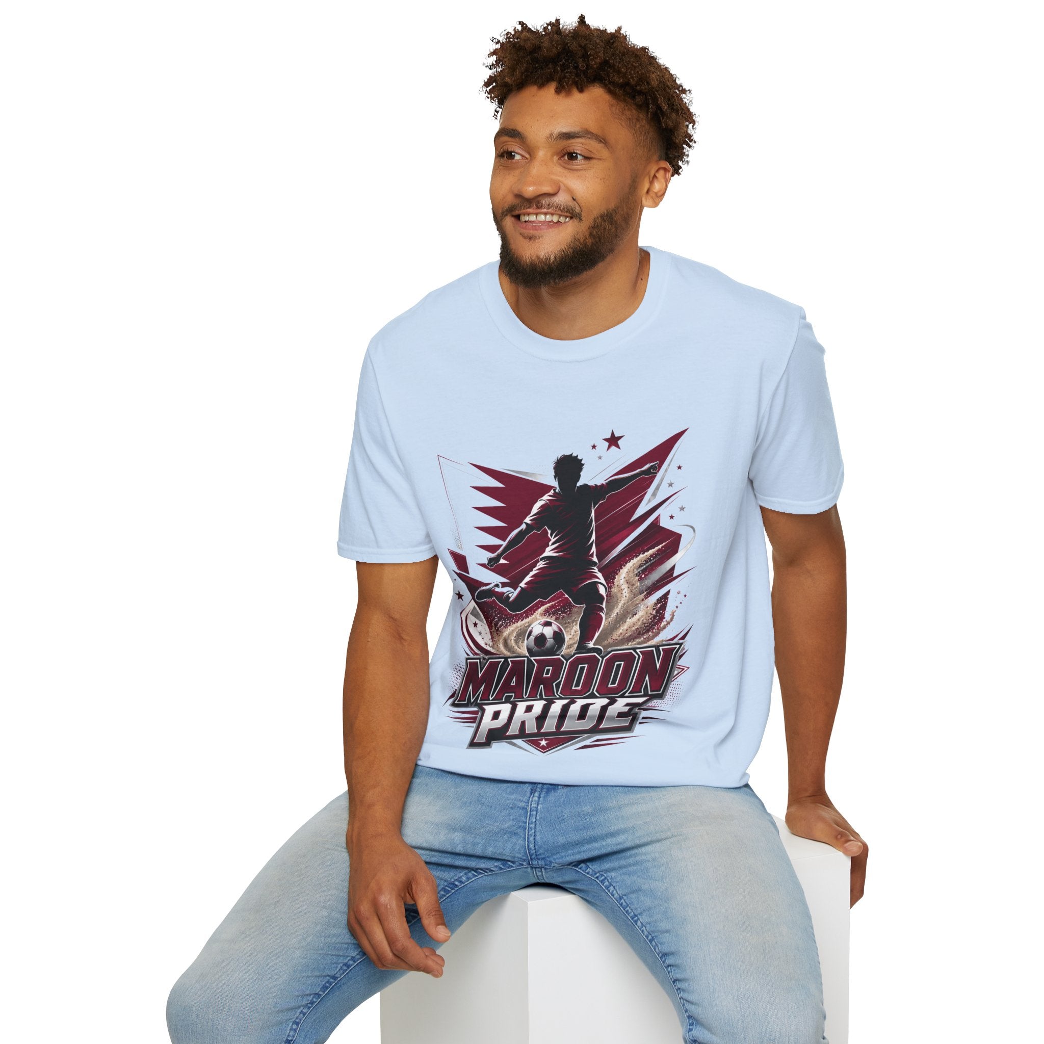 Qatar Maroon Pride Soccer T-Shirt — Silhouette Player Graphic Tee