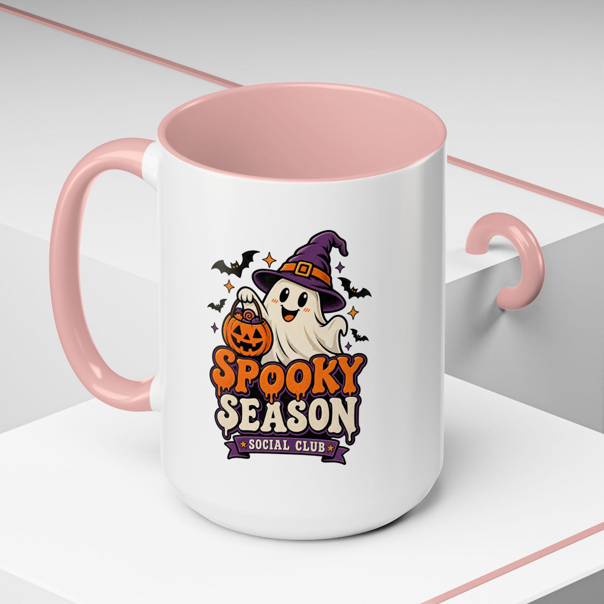 Spooky Season Coffee Mug — Cute Ghost Halloween Accent Mug (11/15oz)