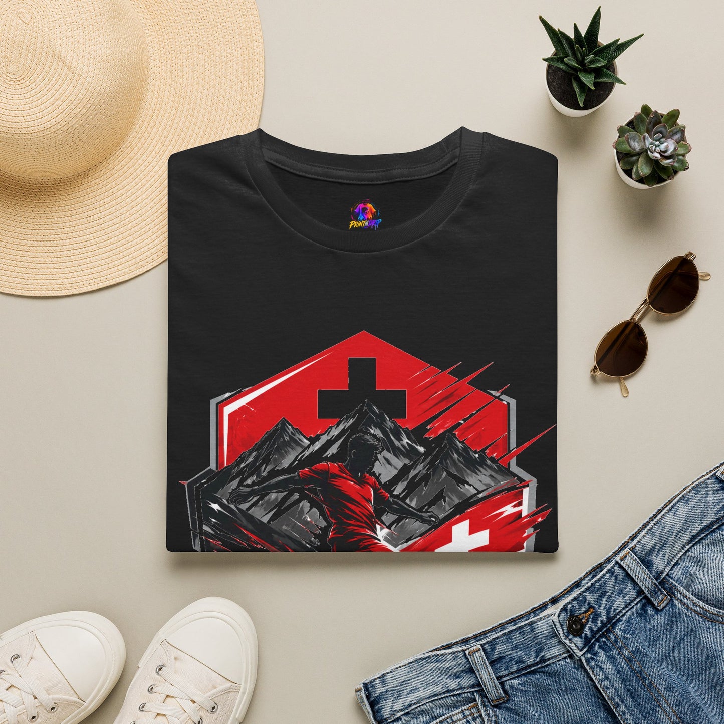 Switzerland Alpine Strike T‑Shirt – Swiss Mountain Ski & Snowboard Graphic