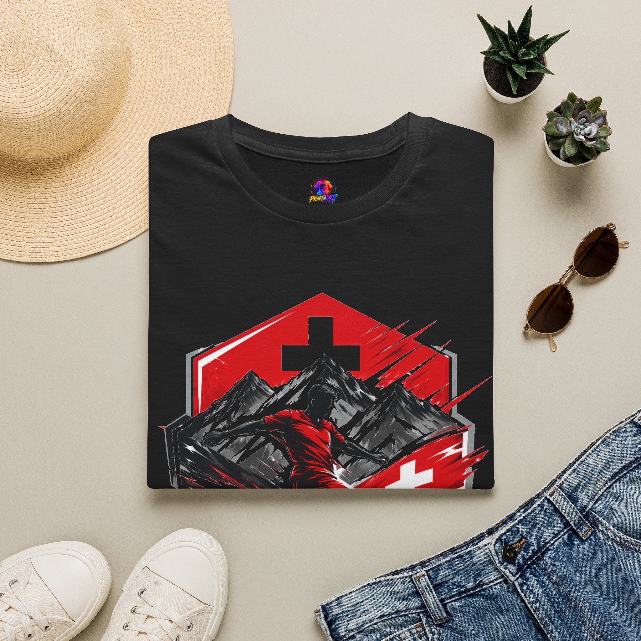 Switzerland Alpine Strike T‑Shirt – Swiss Mountain Ski & Snowboard Graphic