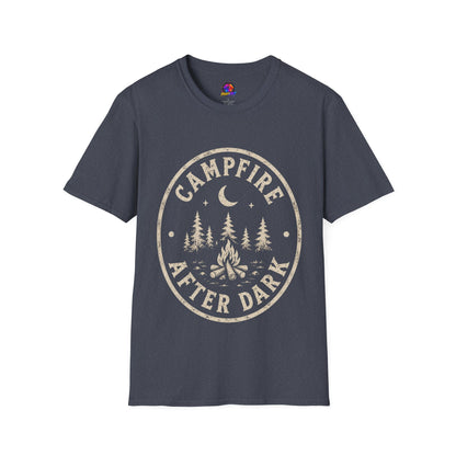 Campfire T-Shirt — 'Campfire After Dark' Vintage Moon & Trees Graphic