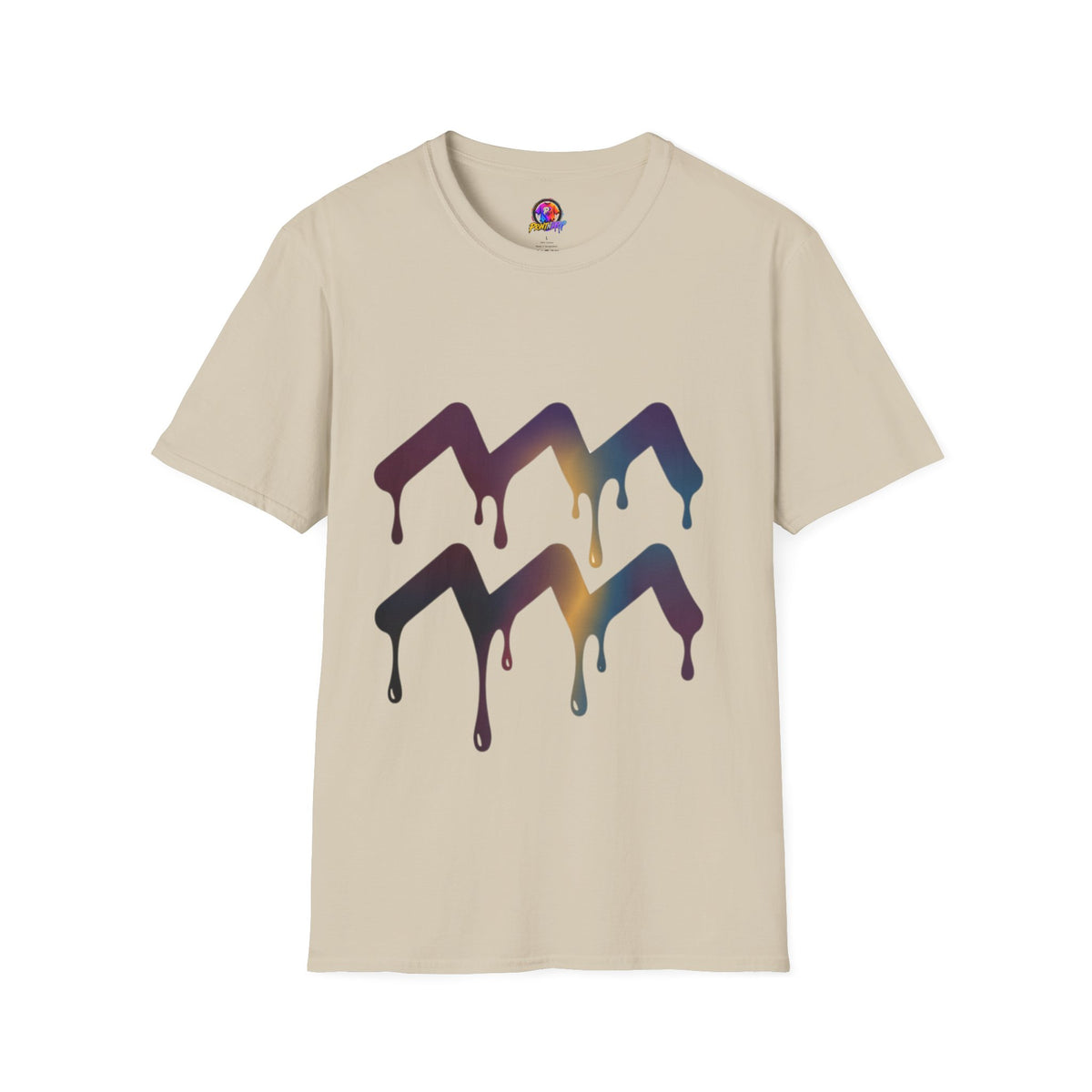 Aquarius Zodiac Dripping Chevron Graphic T-Shirt