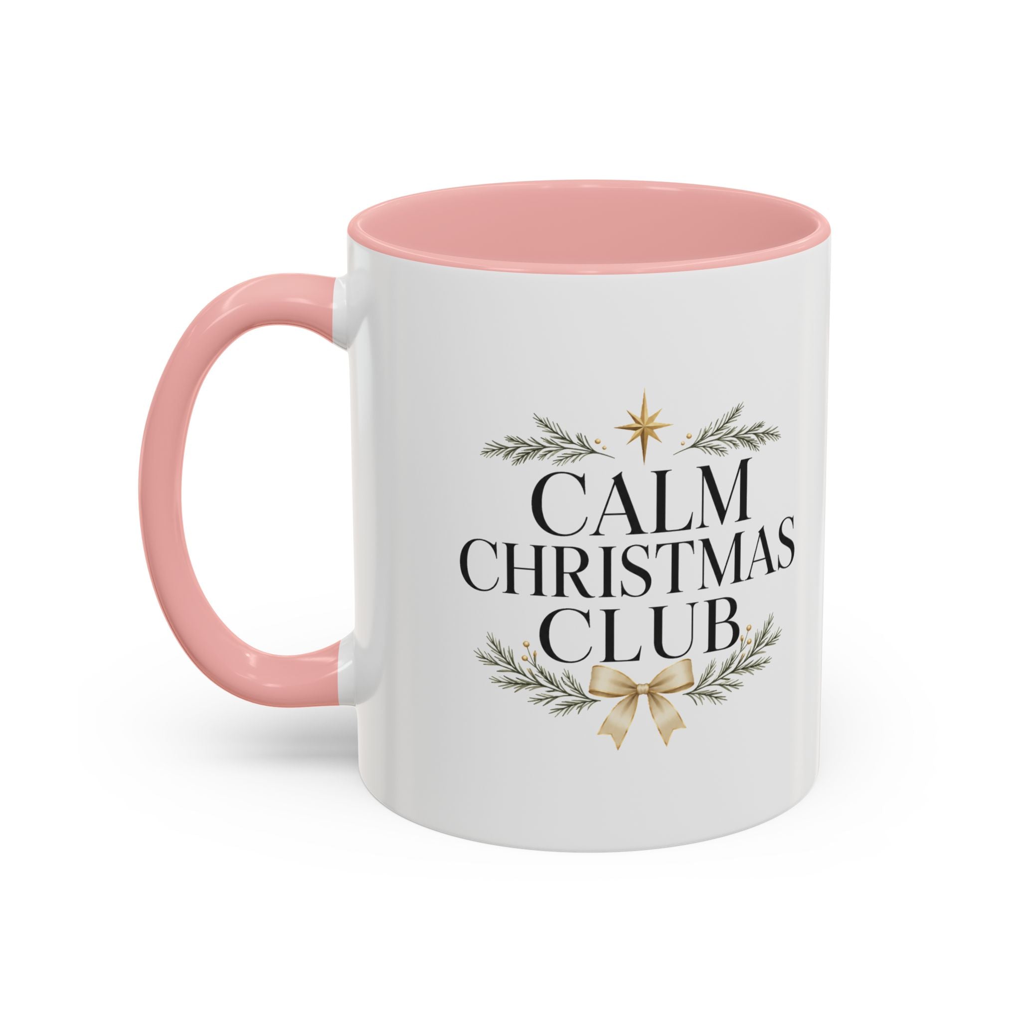 Christmas Calm Christmas Club Accent Coffee Mug — Holiday Floral Wreath