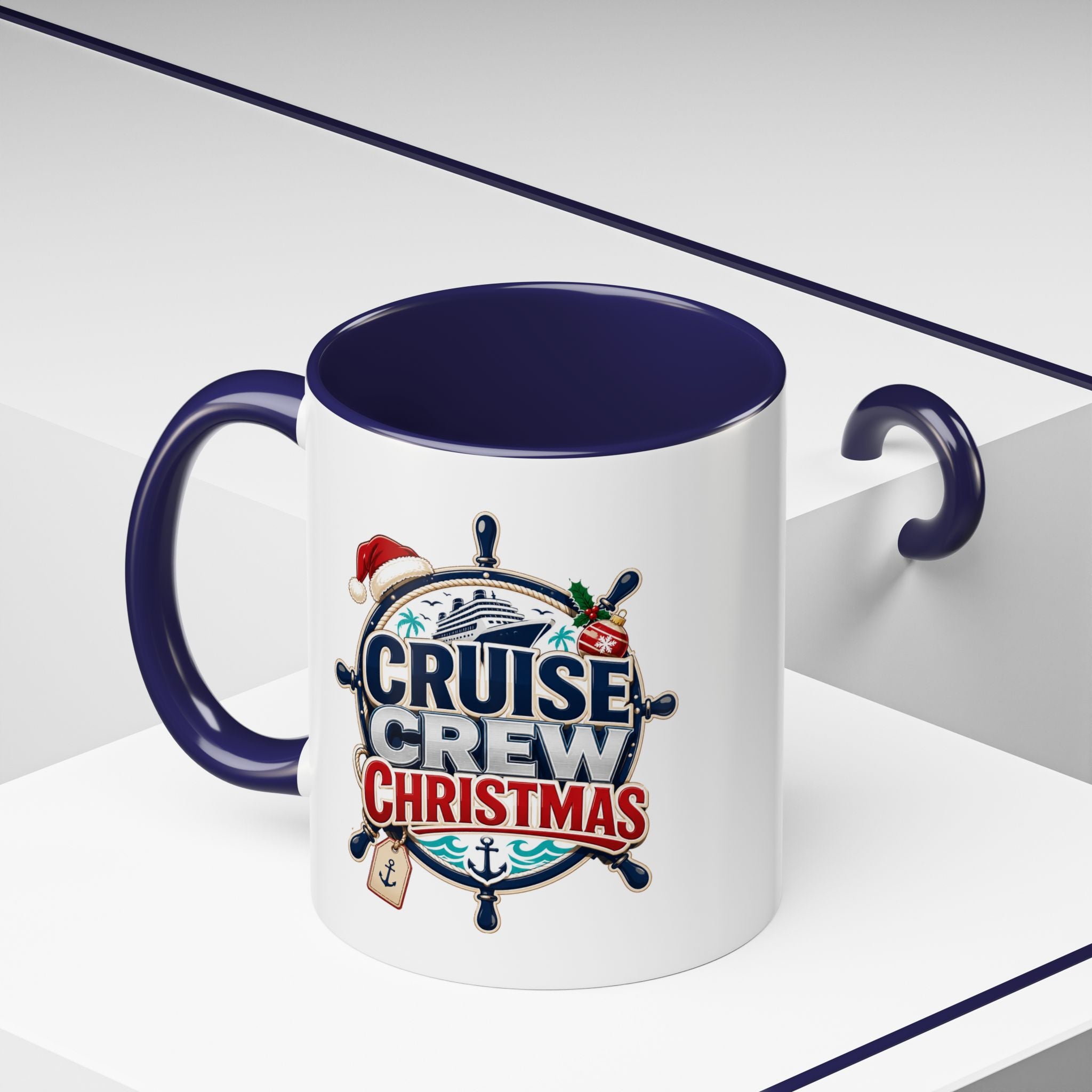 Modern Day Christmas  Cruise Crew Accent Coffee Mug - Holiday Nautical Travel Gift (11/15oz)