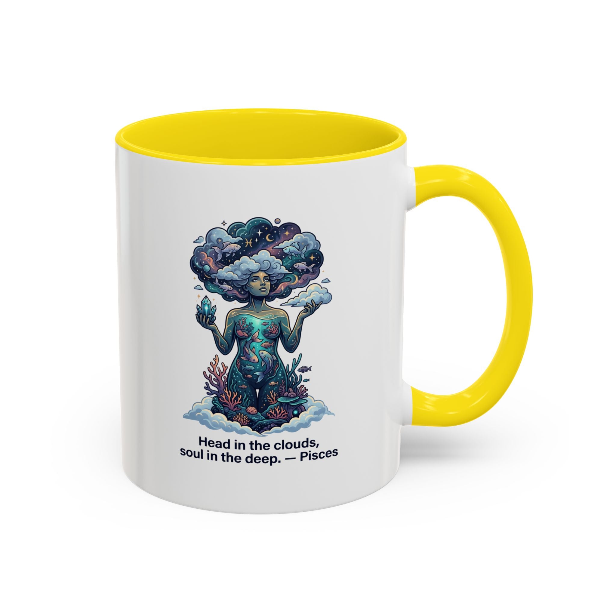 Pisces Coffee Mug — "Head in the clouds, soul in the deep" Accent Mug