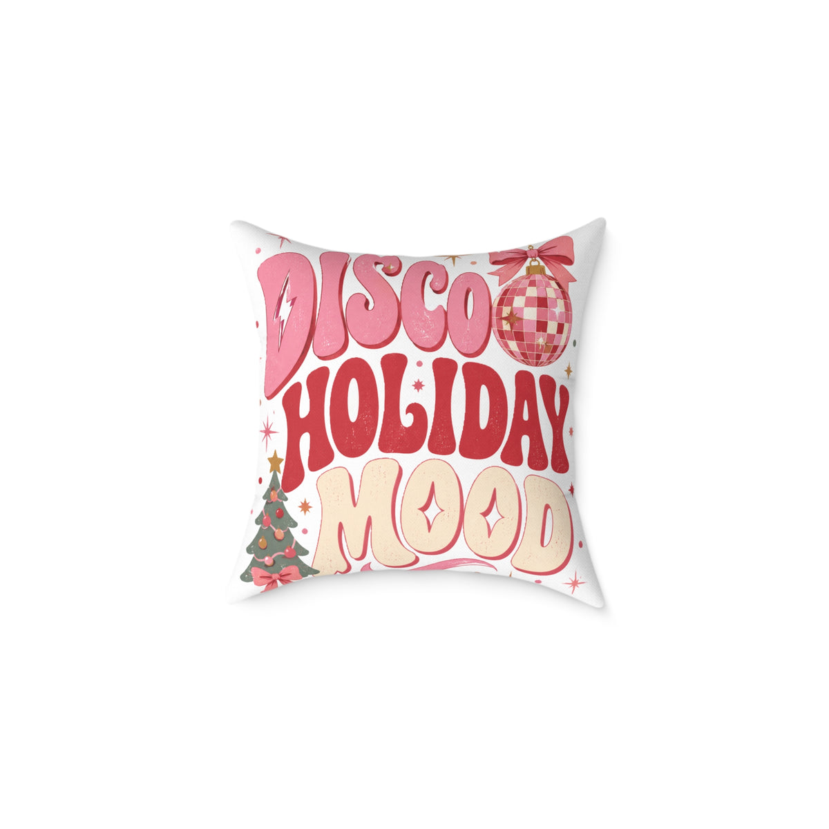 Modern Day Christmas Disco Holiday Mood Square Poly Canvas Pillow