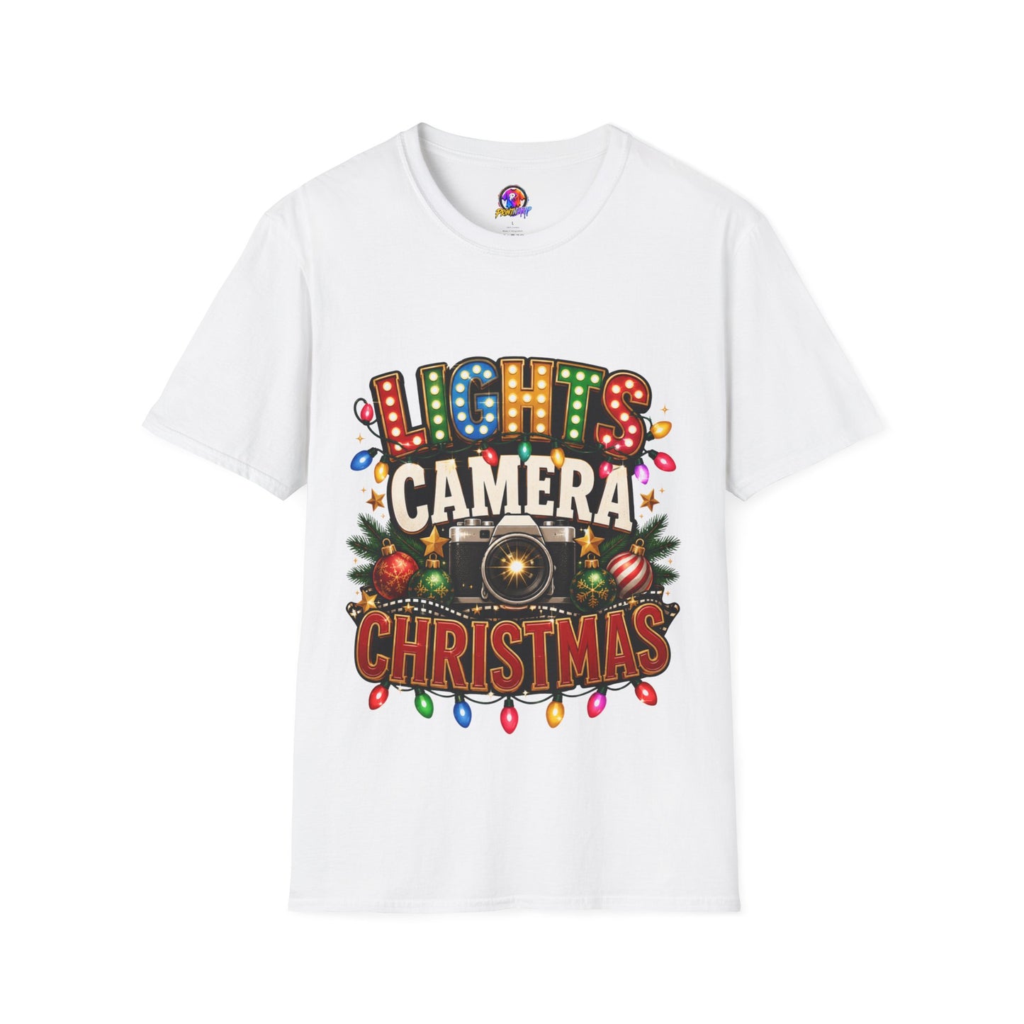 Lights Camera Christmas T-Shirt — Retro Marquee Holiday Tee