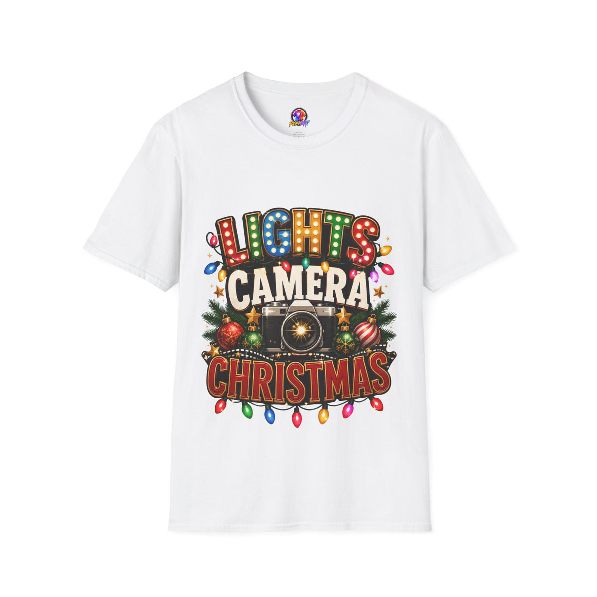 Lights Camera Christmas T-Shirt — Retro Marquee Holiday Tee