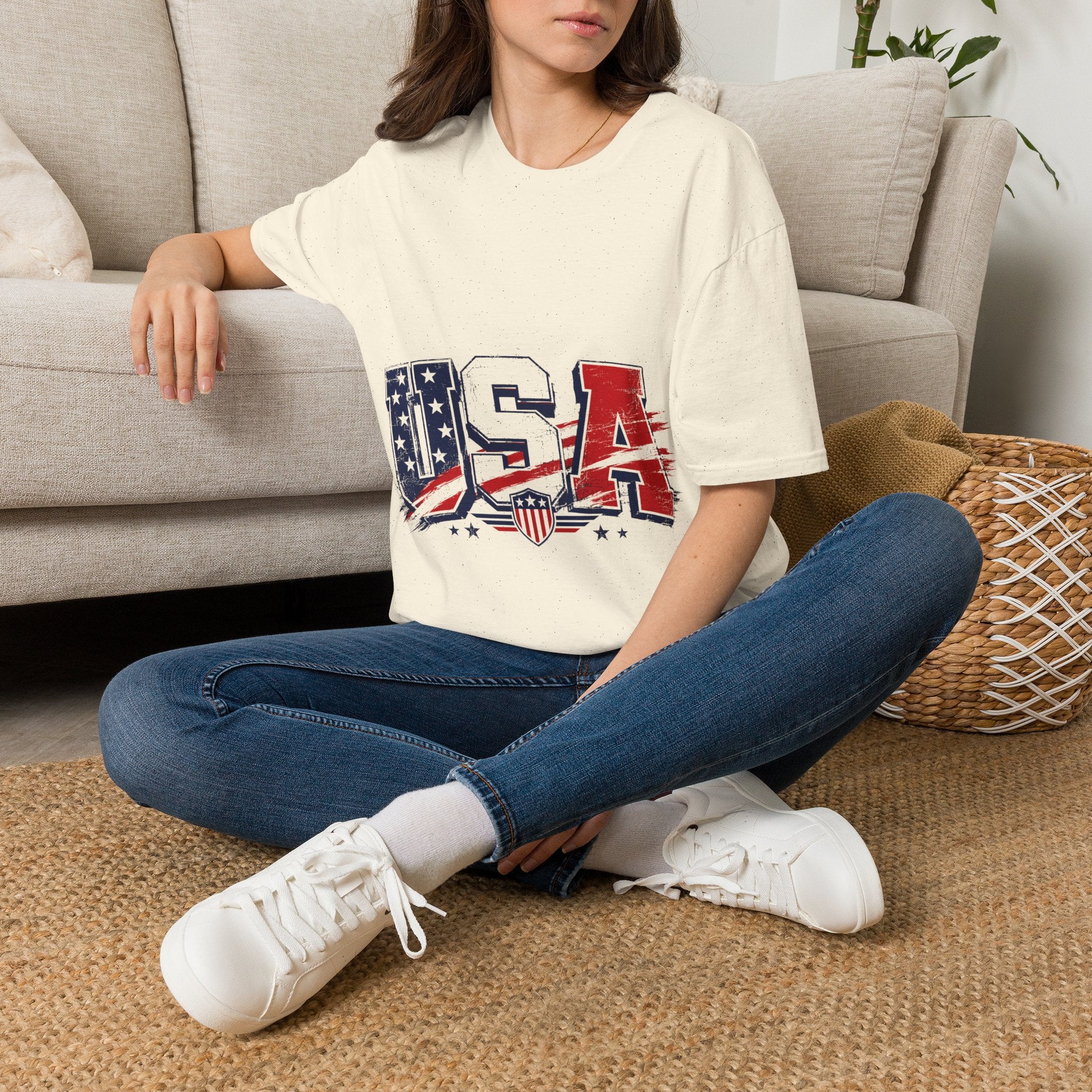 USA Flag Graphic T-Shirt — Patriotic Red White & Blue Tee