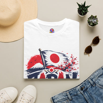 Japan Soccer T-Shirt — Japanese Flag & Cherry Blossom Football Graphic