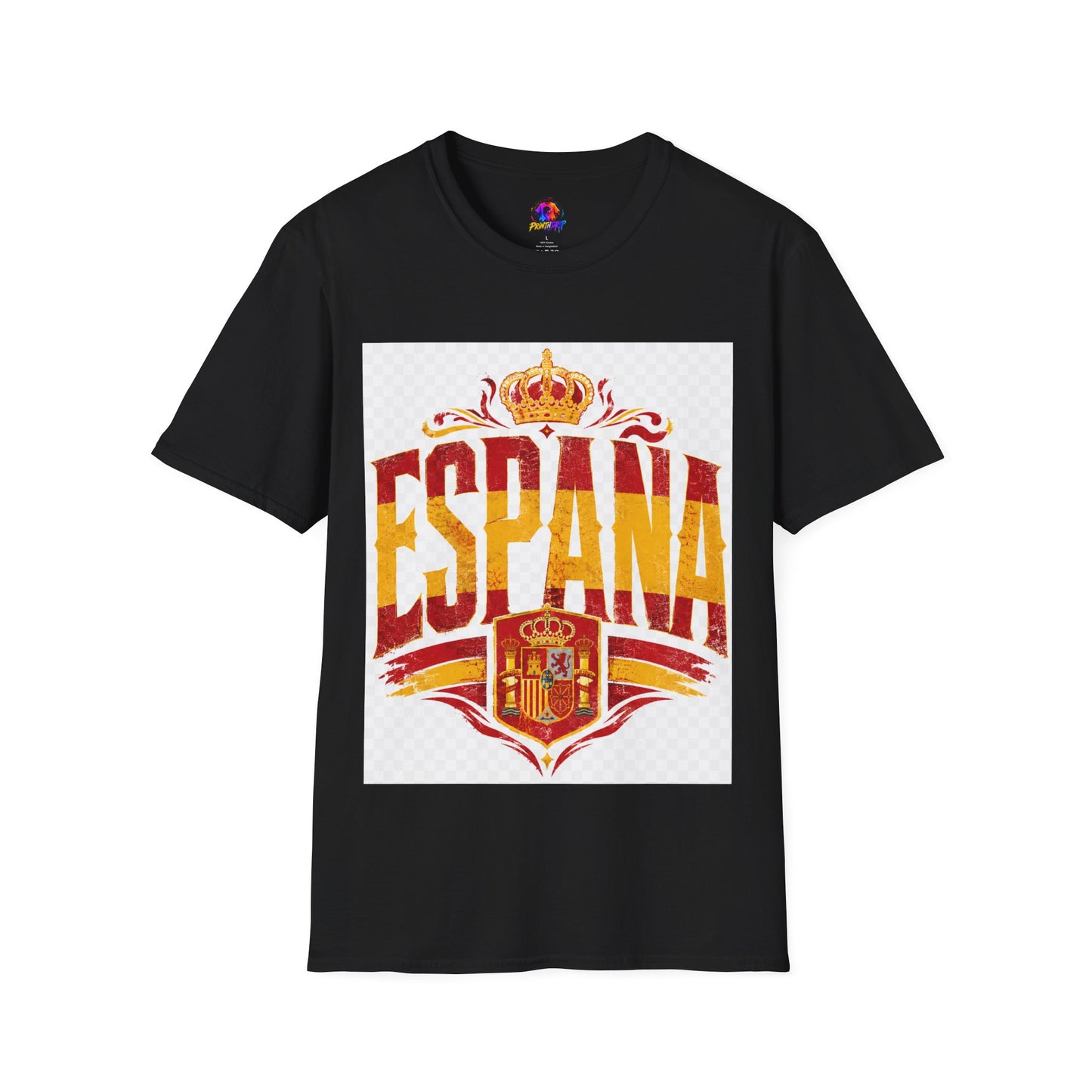 Spain Crown Graphic T-Shirt — Spanish Flag Vintage Crest Tee