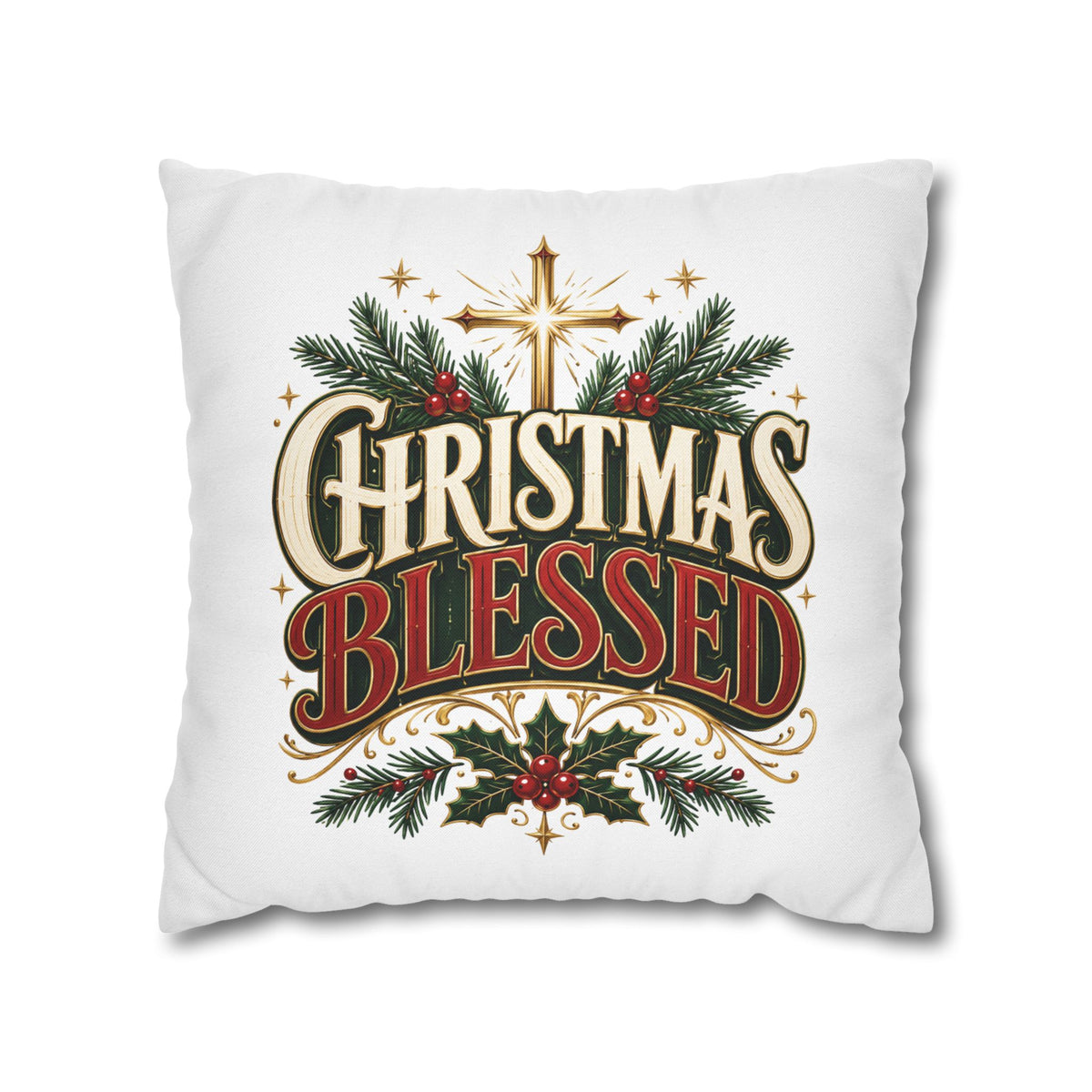 Christmas Spun Square Pillowcase Christmas Blessed Pillowcase