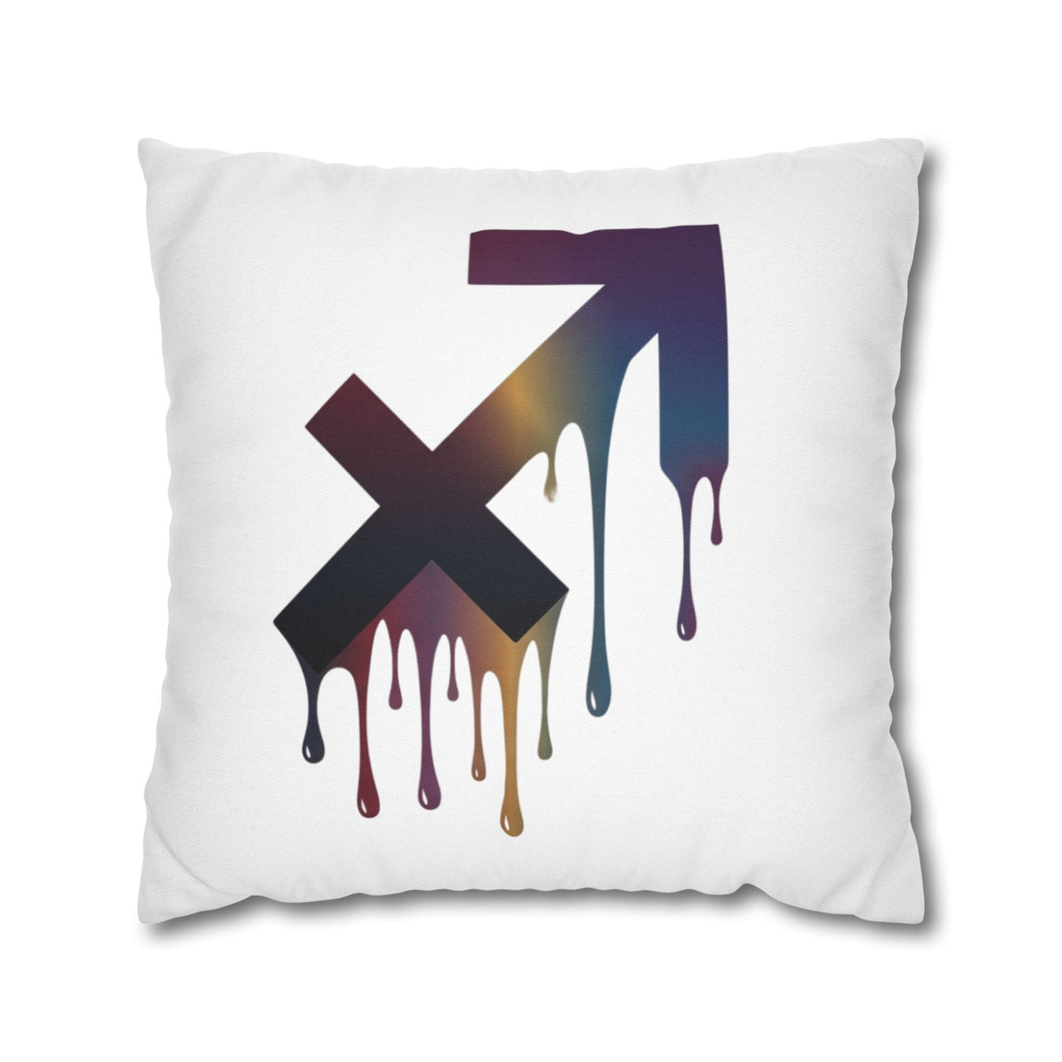 Sagittarius Dripping Arrow Logo Pillowcase — Modern Graphic Accent Pillow