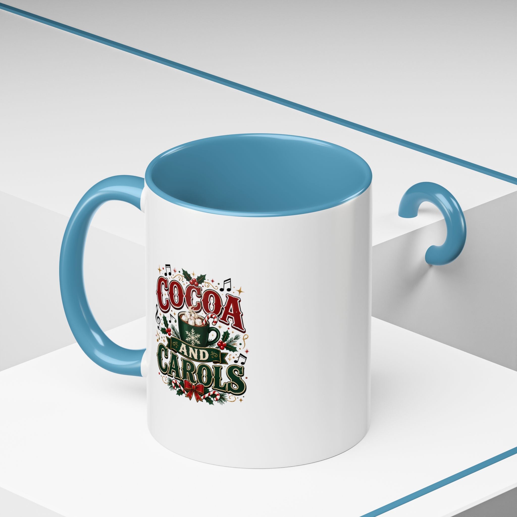 Cocoa and Carols Accent Coffee Mug — Holiday Christmas Cocoa Mug