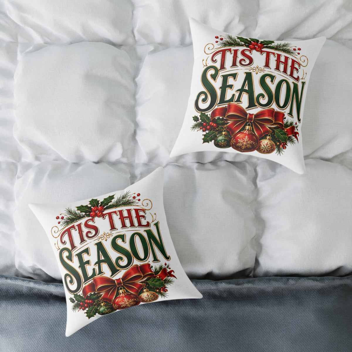 Christmas 'Tis The Season Holiday Throw Pillow – Festive Christmas Decorative Cushion