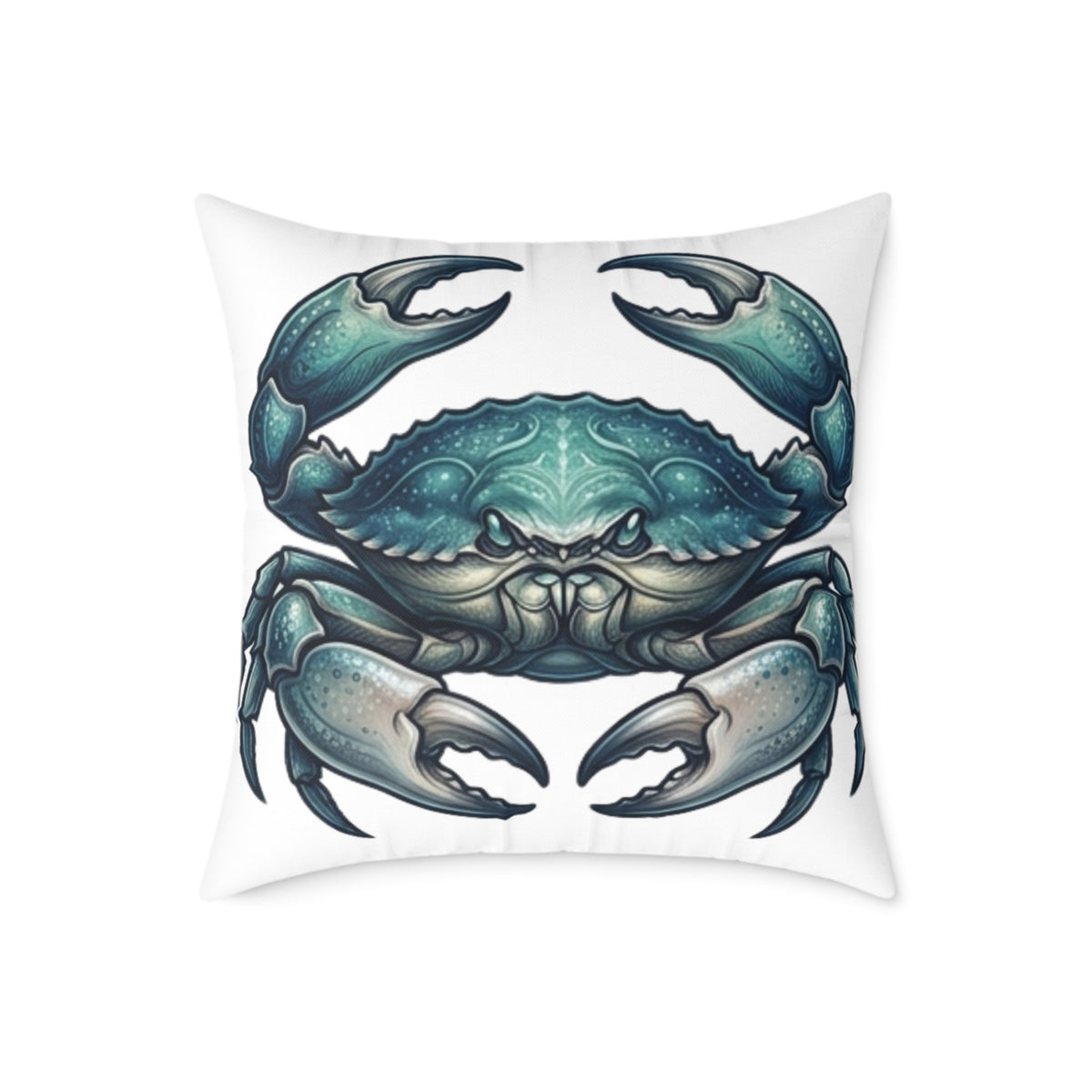Cancer Zodiac Blue Crab Coastal Pillow — Nautical Square Throw Pillow