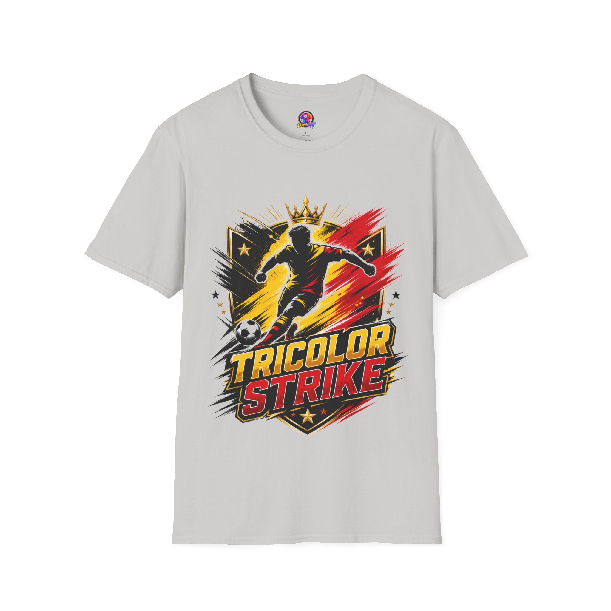 Belgium Soccer T-Shirt — 'Tricolor Strike' Graphic Jersey Tee