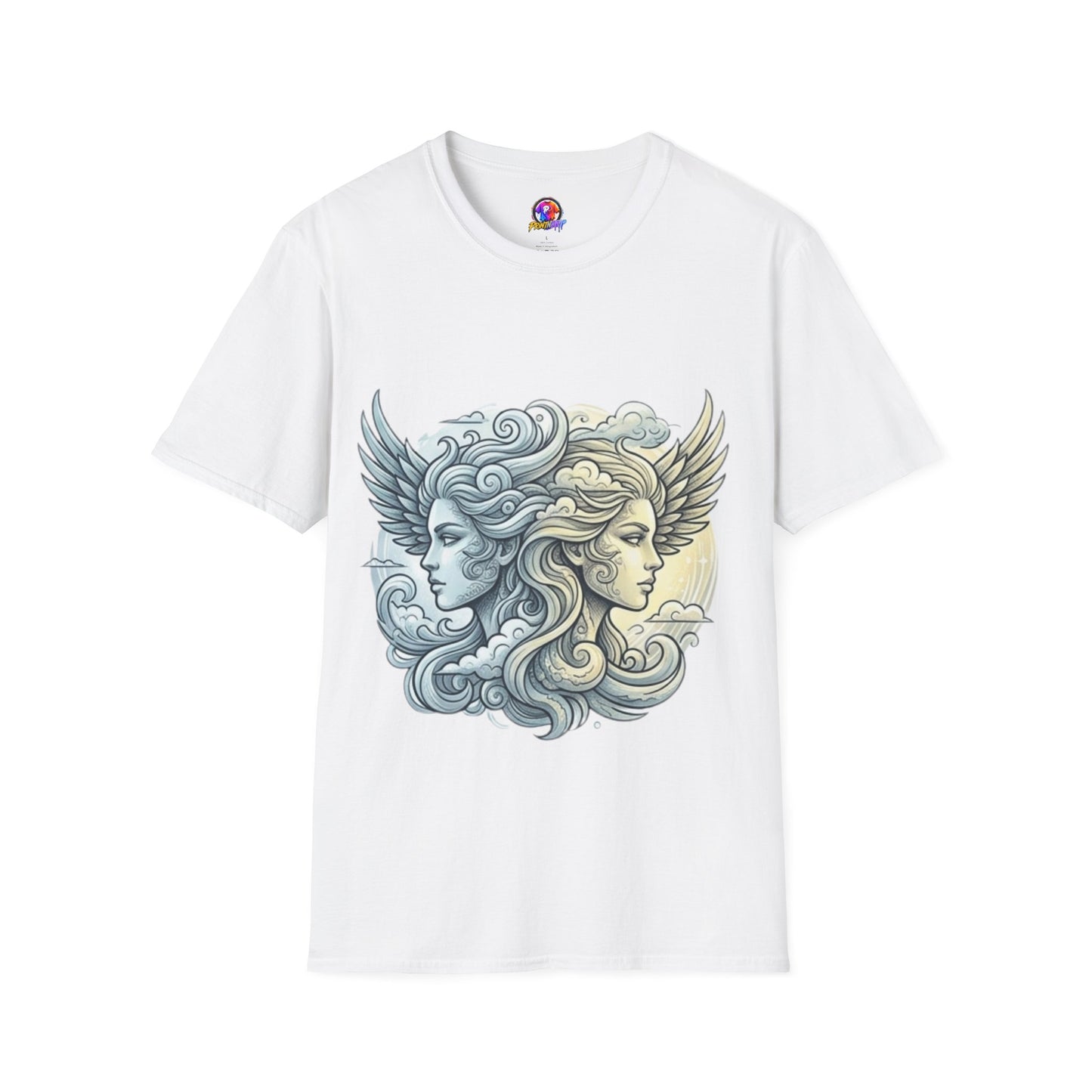 Mythic Moon & Sun Faces T-Shirt — Celestial Duality Graphic Tee