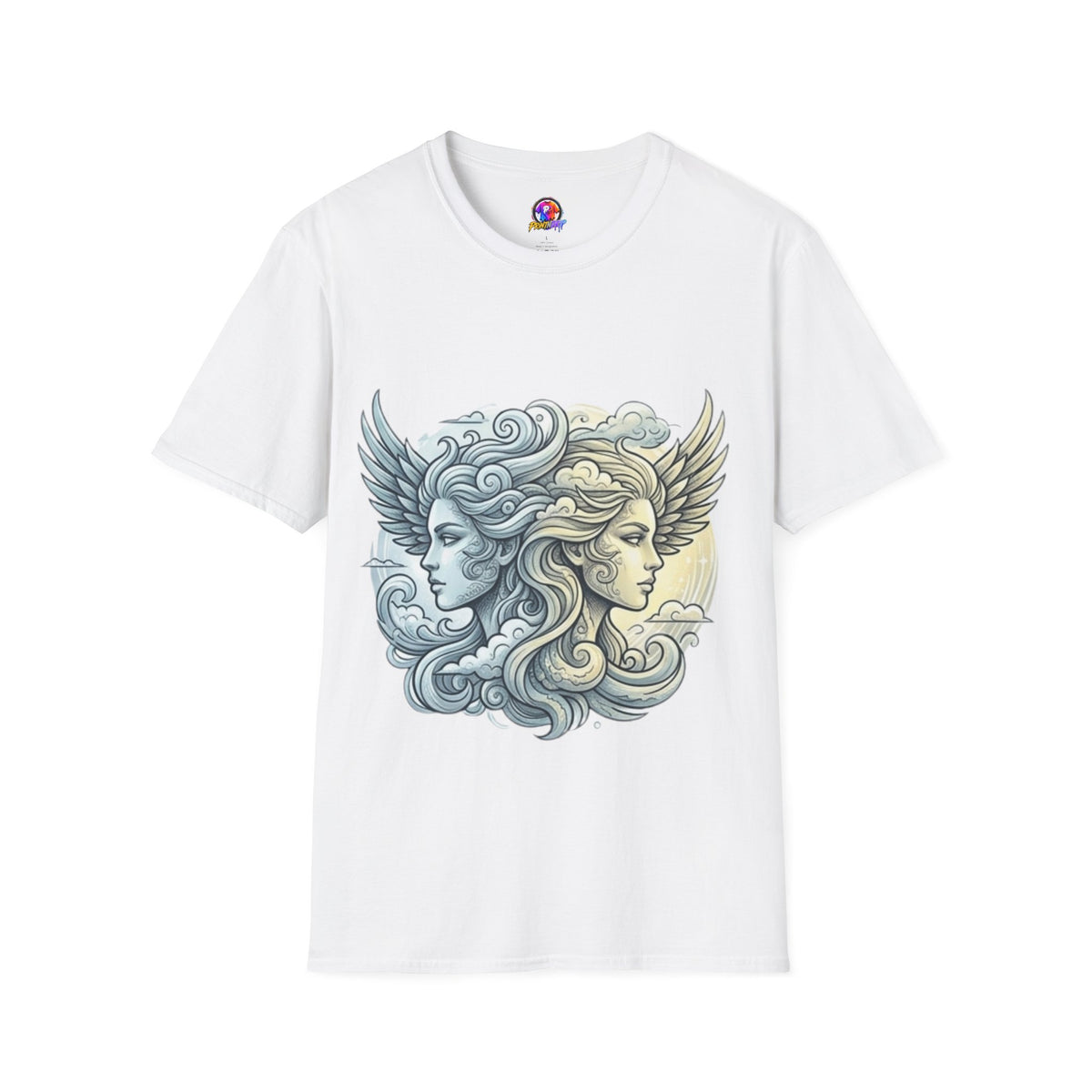 Mythic Moon & Sun Faces T-Shirt — Celestial Duality Graphic Tee
