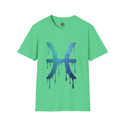 Pisces Drip Zodiac T-Shirt — Blue Gradient Astrological Tee