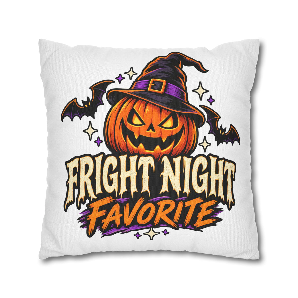 Halloween Pumpkin Pillowcase — "Fright Night Favorite" Spun Polyester Throw Pillow Cover