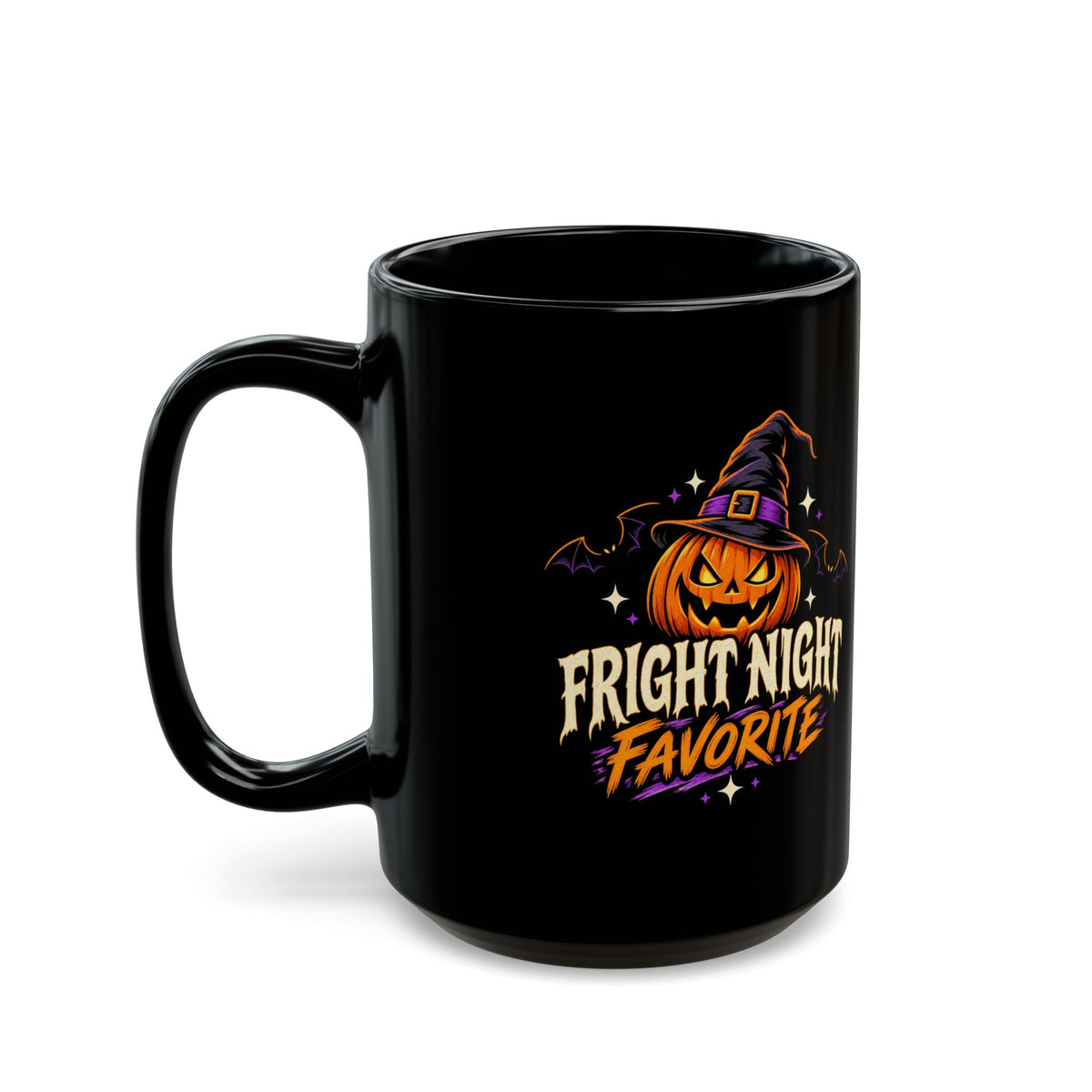 Halloween Pumpkin Mug — "Fright Night Favorite" Black Coffee Cup (11oz, 15oz)