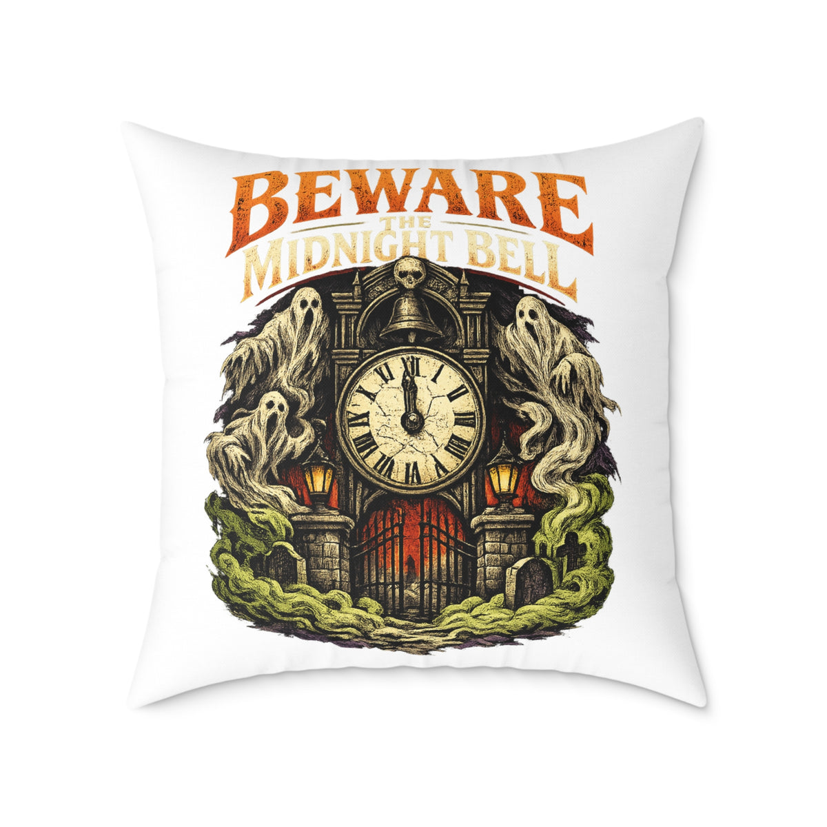 Halloween Beware Of Midnight Square Poly Canvas Pillow
