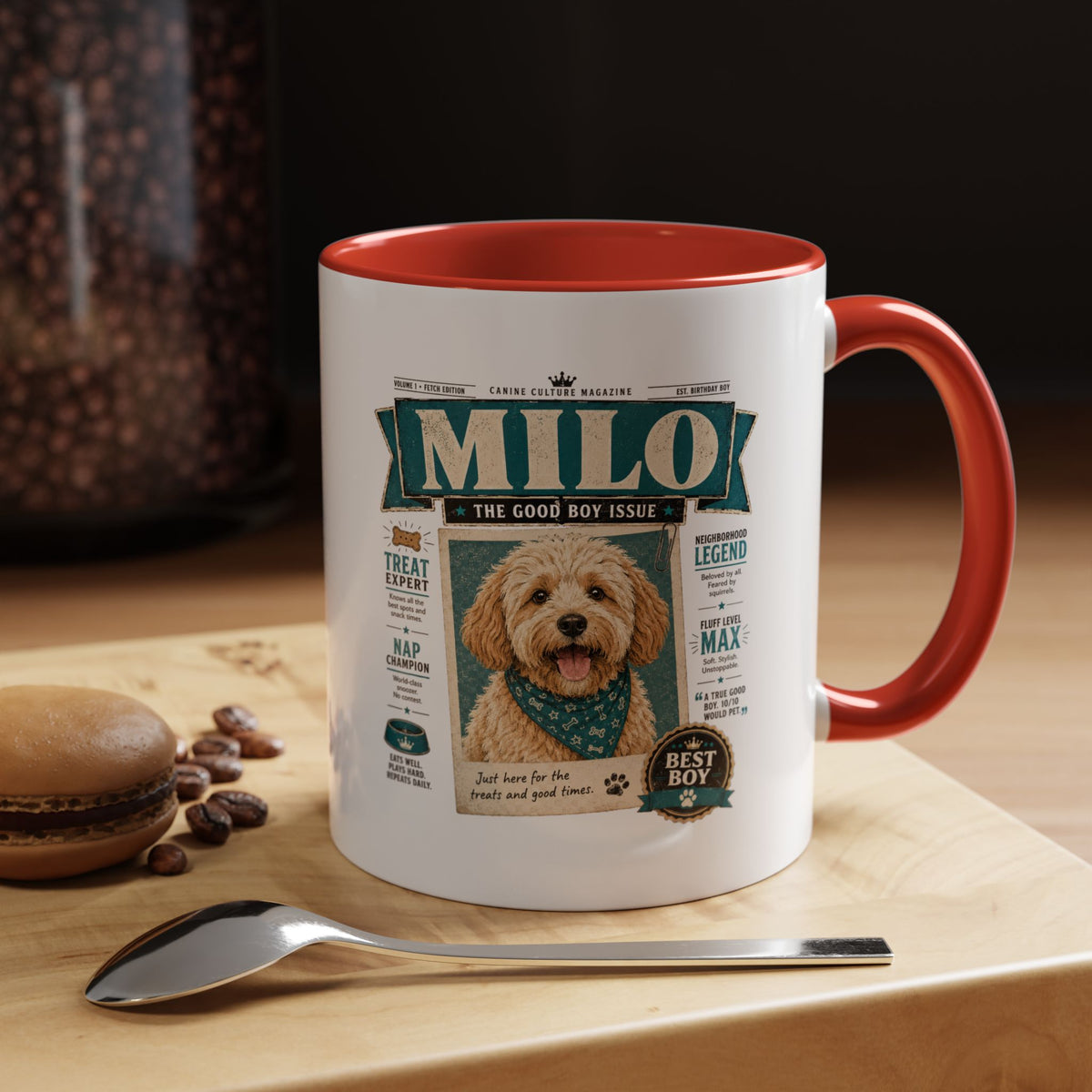 Milo Bailey Dog Dad Mom Personalized Dog Mug – “Milo” Good Boy Vintage Pet Coffee Mug