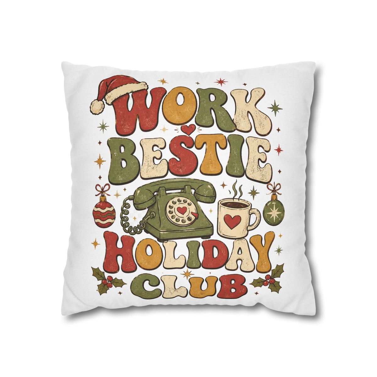 Holiday Work Bestie Pillowcase Modern Day Christmas  — Festive Office Friend Decorative Pillow Cover