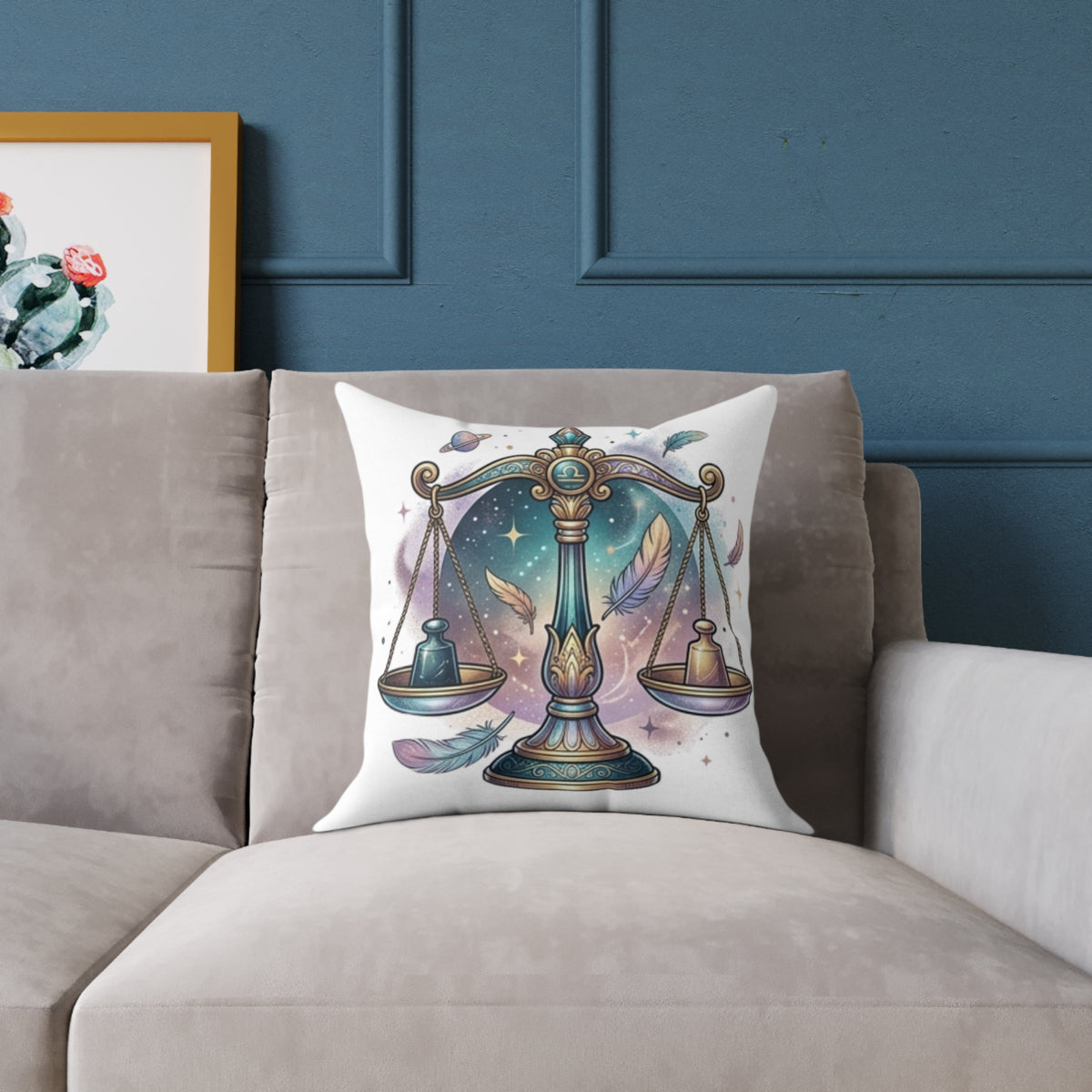 Balance Libra Zodiac Pillow  Astrological Square Poly Canvas Pillow
