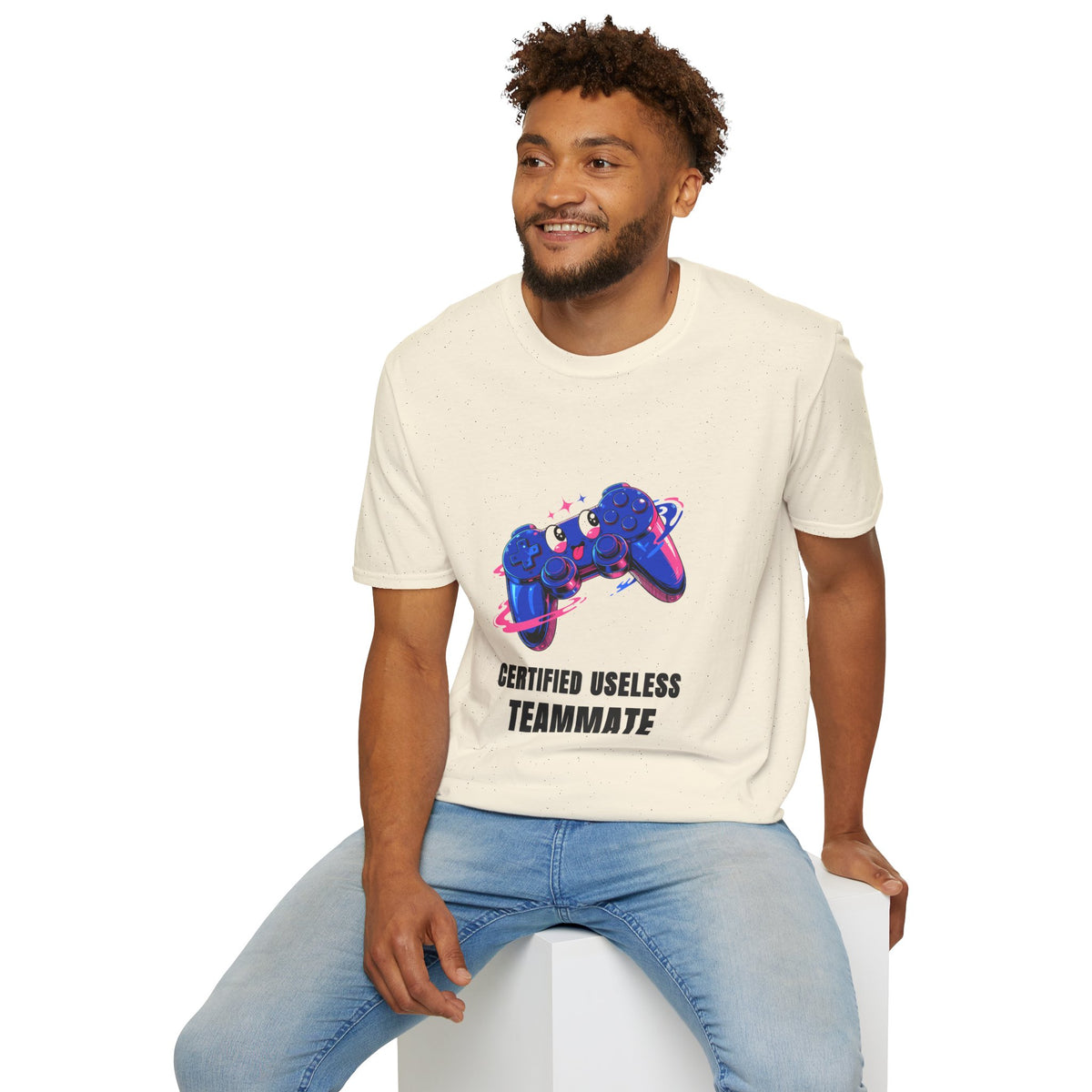 Certified Useless Teammate Gamer T-Shirt — Retro Neon Gamepad Tee - Trending Now - August 2026