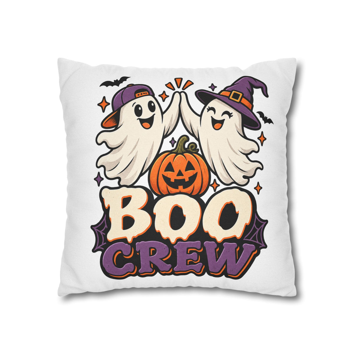 Halloween Boo Crew Pillowcase — Cute Ghost Pumpkin Decorative Throw Pillow Cover