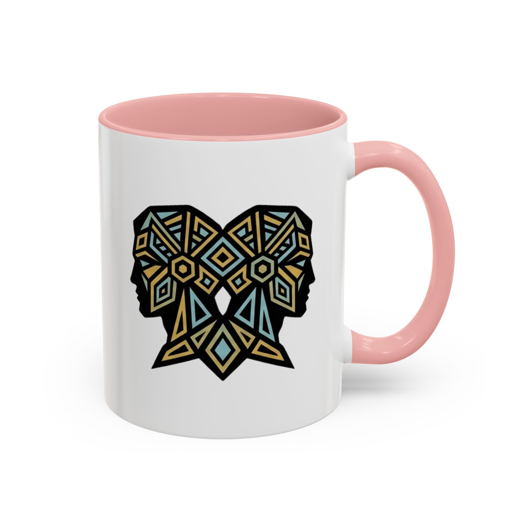 Geometric Elephant Accent Coffee Mug — Tribal Mosaic Design