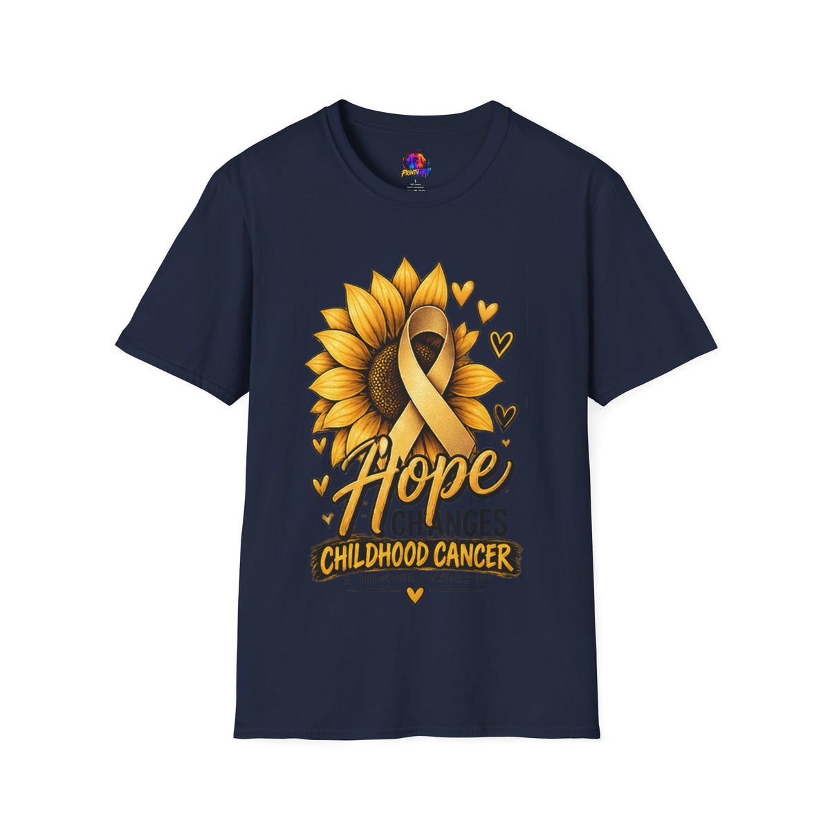 Childhood Cancer Awareness T-Shirt — "Hope Changes Lives" Sunflower Ribbon