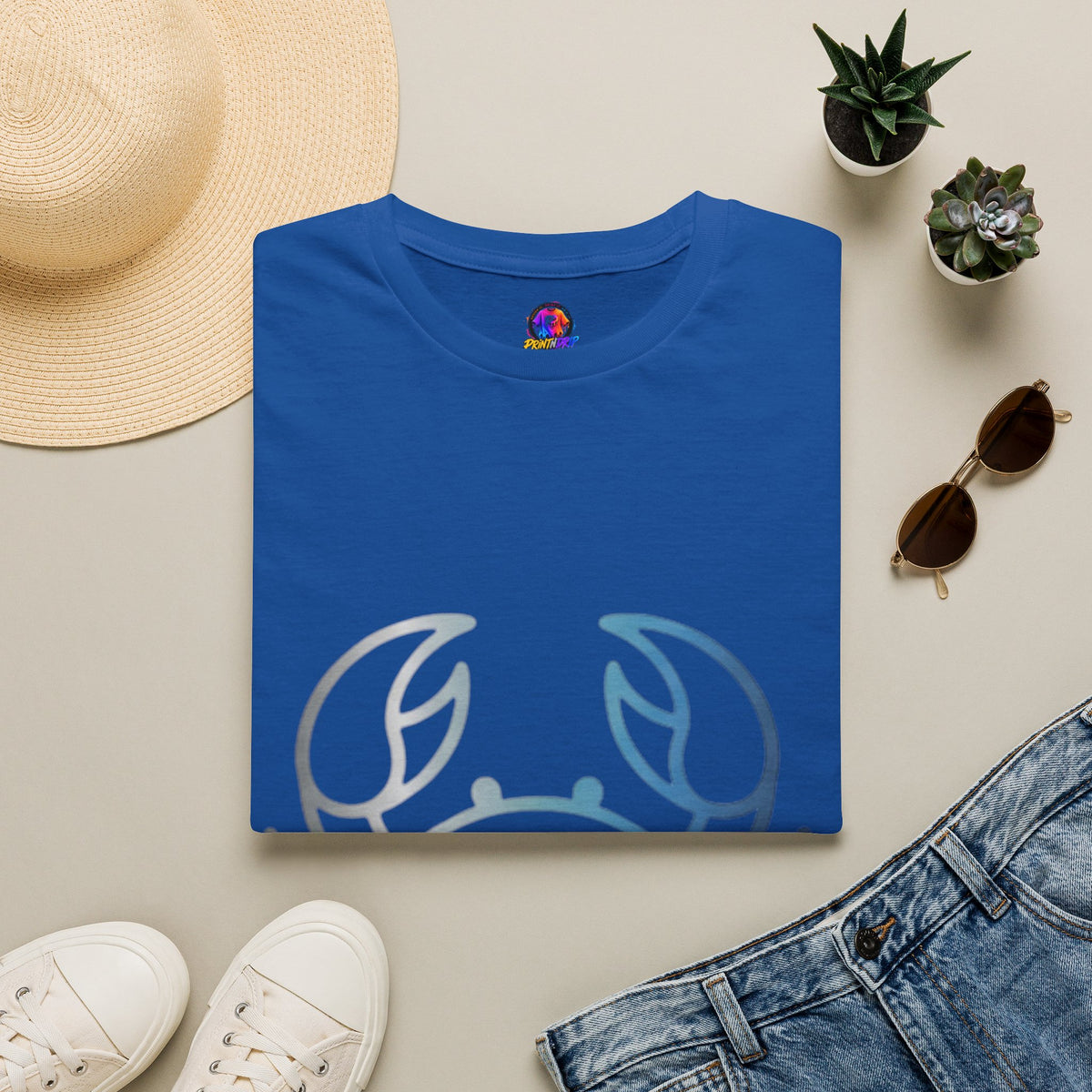 Cancer Zodiac Crab Graphic T-Shirt — Minimal Coastal Zodiac Summer Tee