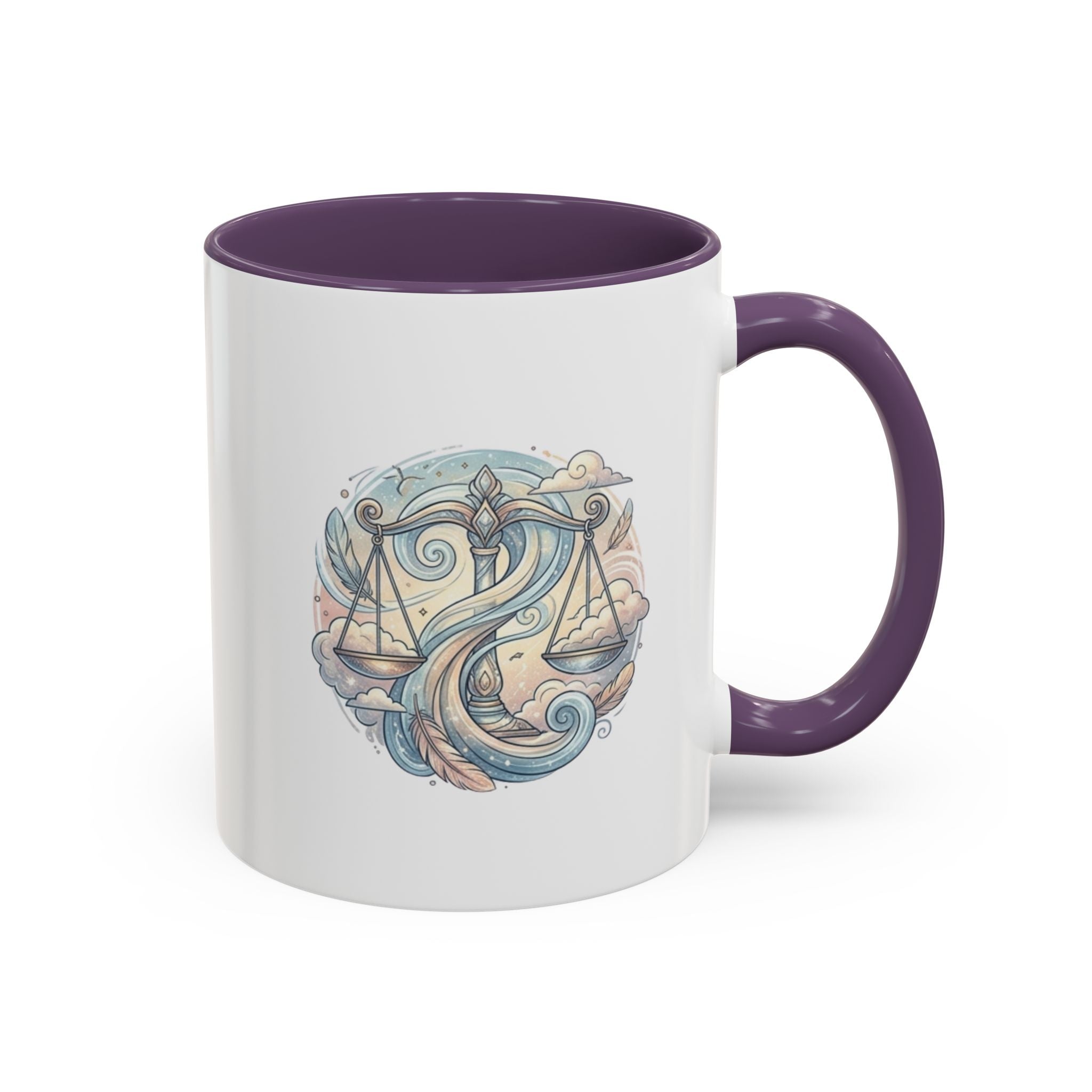Libra Zodiac Coffee Mug — Balance Scales Astrological Accent Mug