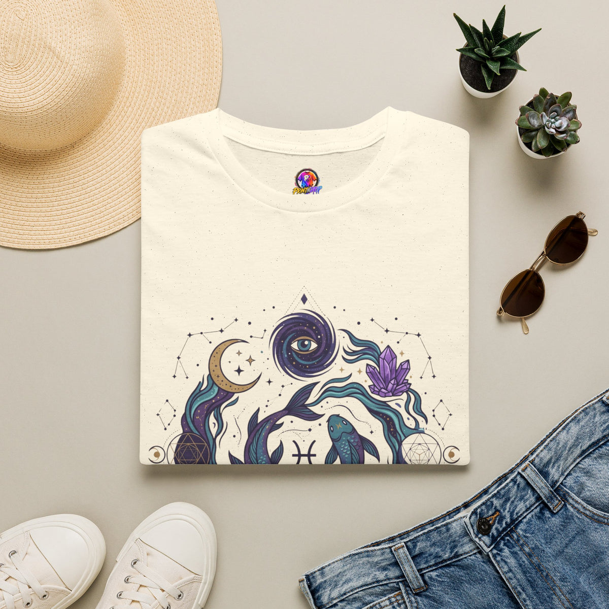 Pisces Mystic Vibes T-Shirt — Astrology Zodiac Tee with 'My vibe is mystical'