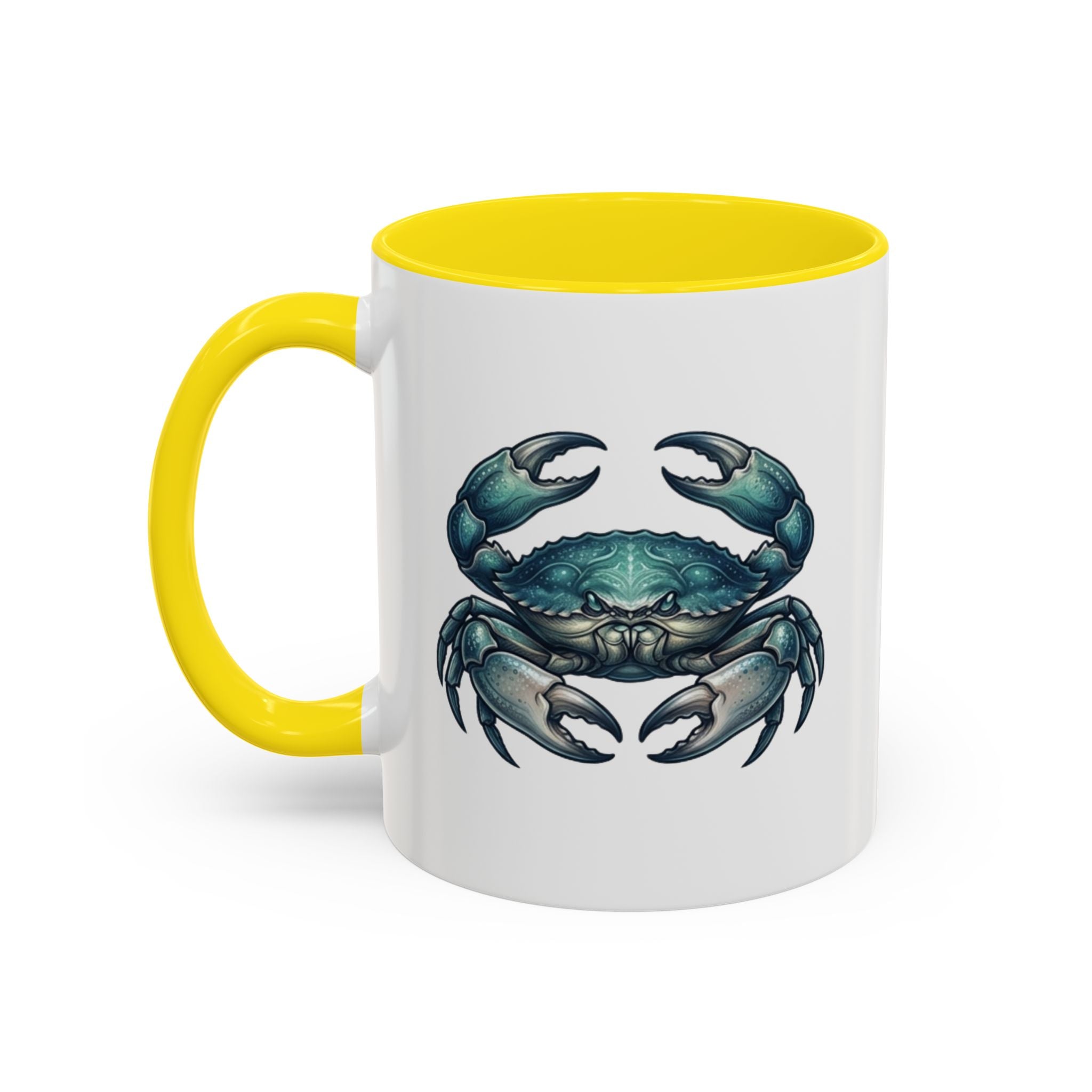 Crab Accent Coffee Mug – Blue Coastal Crab Artwork
