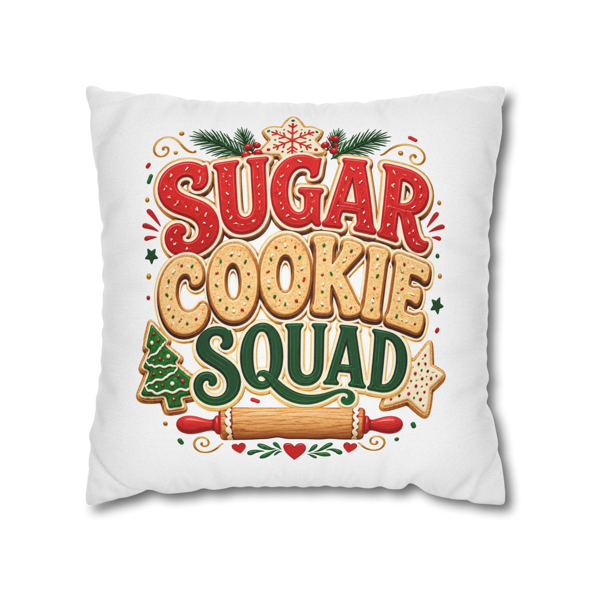 Christmas Sugar Cookie Squad Pillowcase – Festive Christmas Baking Decorative Throw Pillowcase