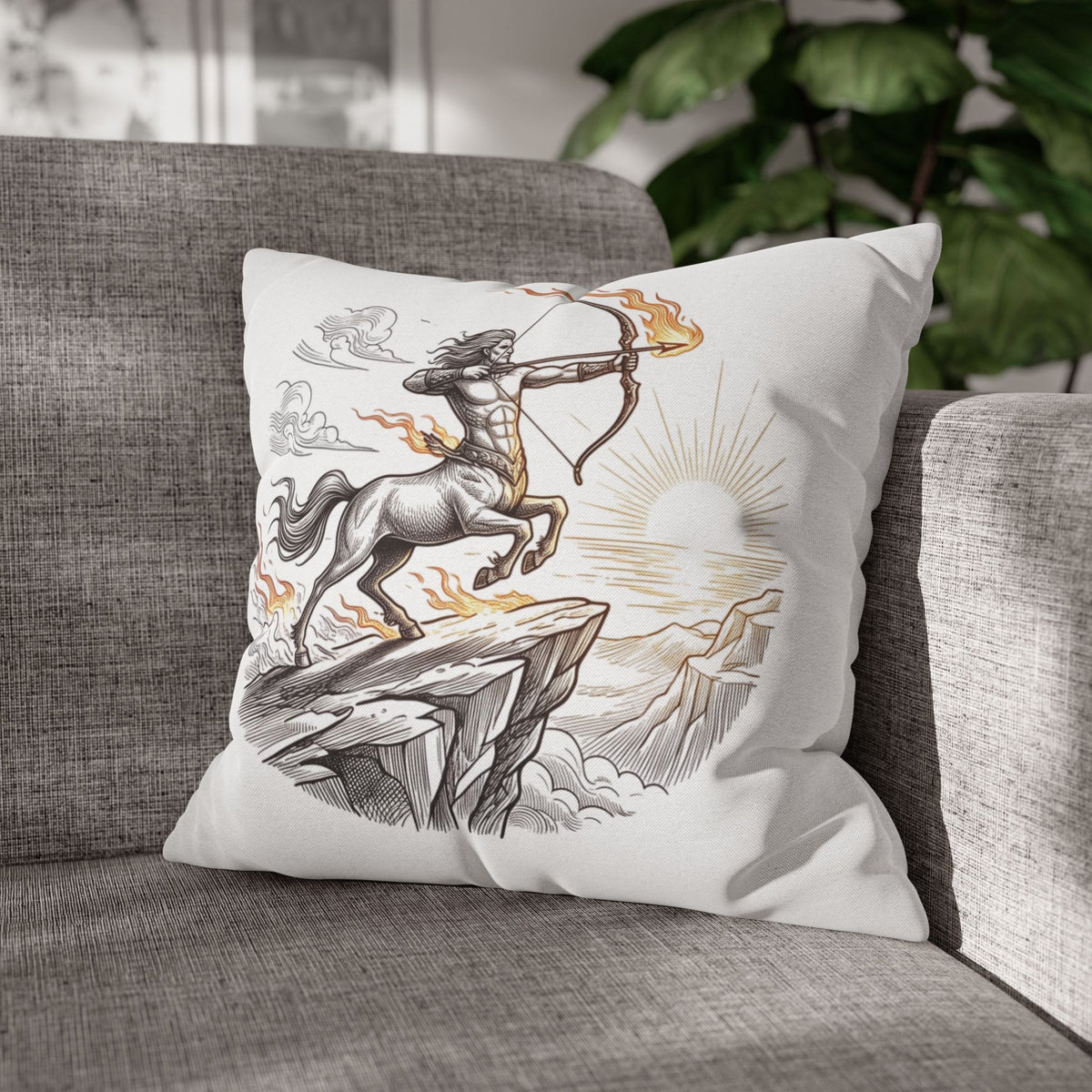 Sagittarius Centaur Archery Throw Pillow - Zodiac Mythology Decorative Pillowcase