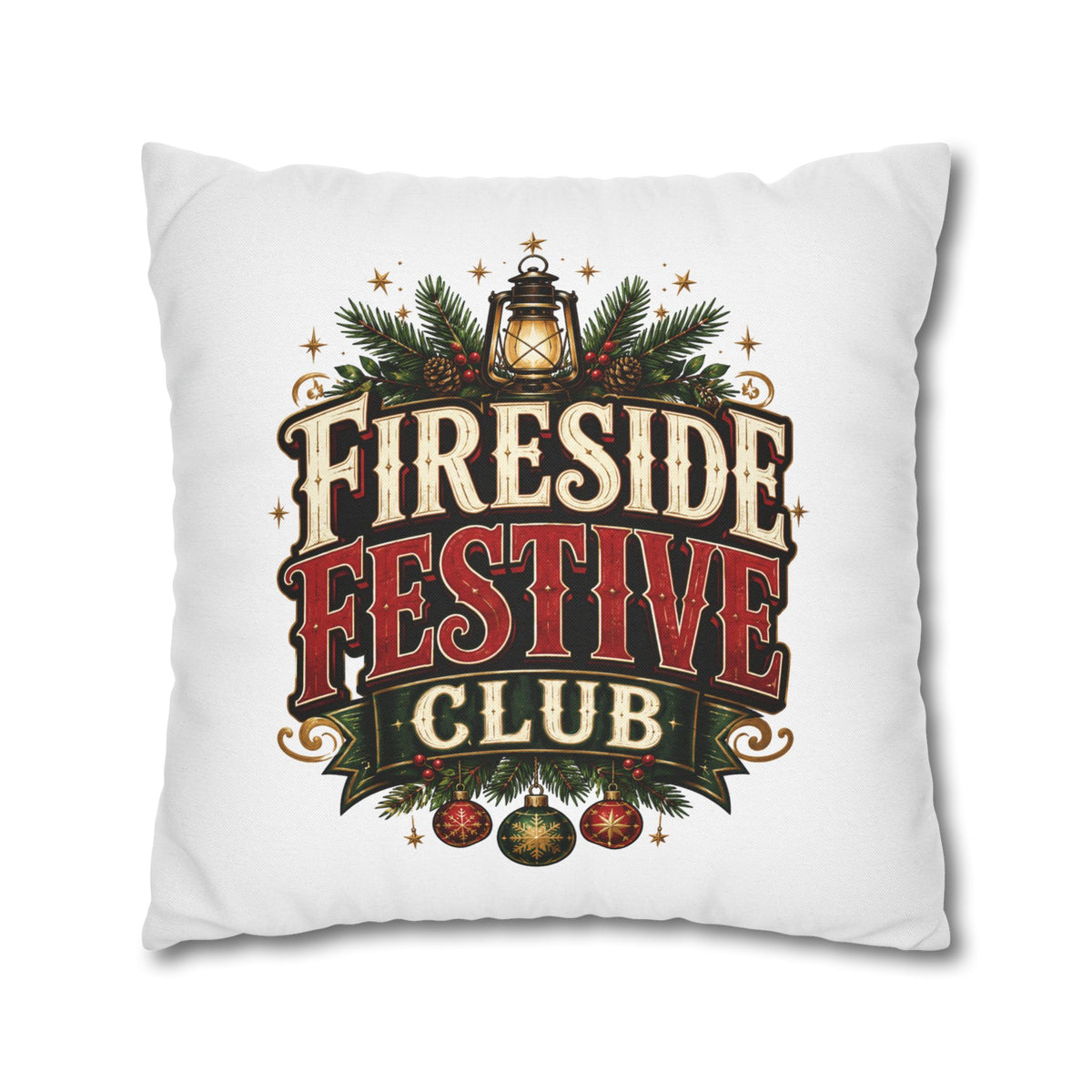 Christmas Fireside Festive Club Holiday Throw Pillowcase
