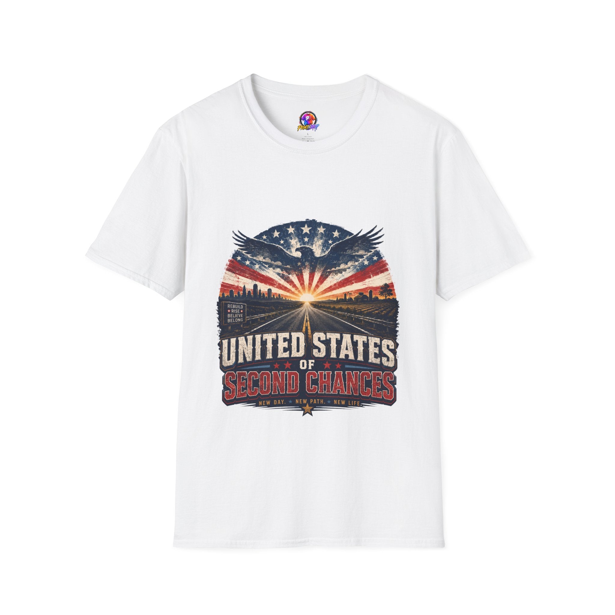 Patriotic Eagle T-Shirt — United States Skyline Vintage Flag Design